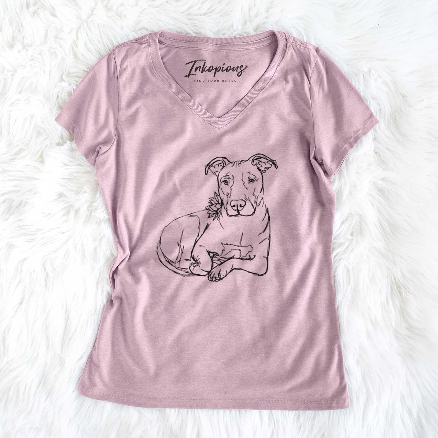 Doodled Nugget the Pitbull - Women's V-neck Shirt