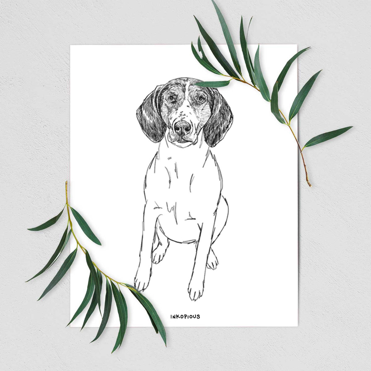 Doodled O Jane the Treeing Walker Coonhound Art Print