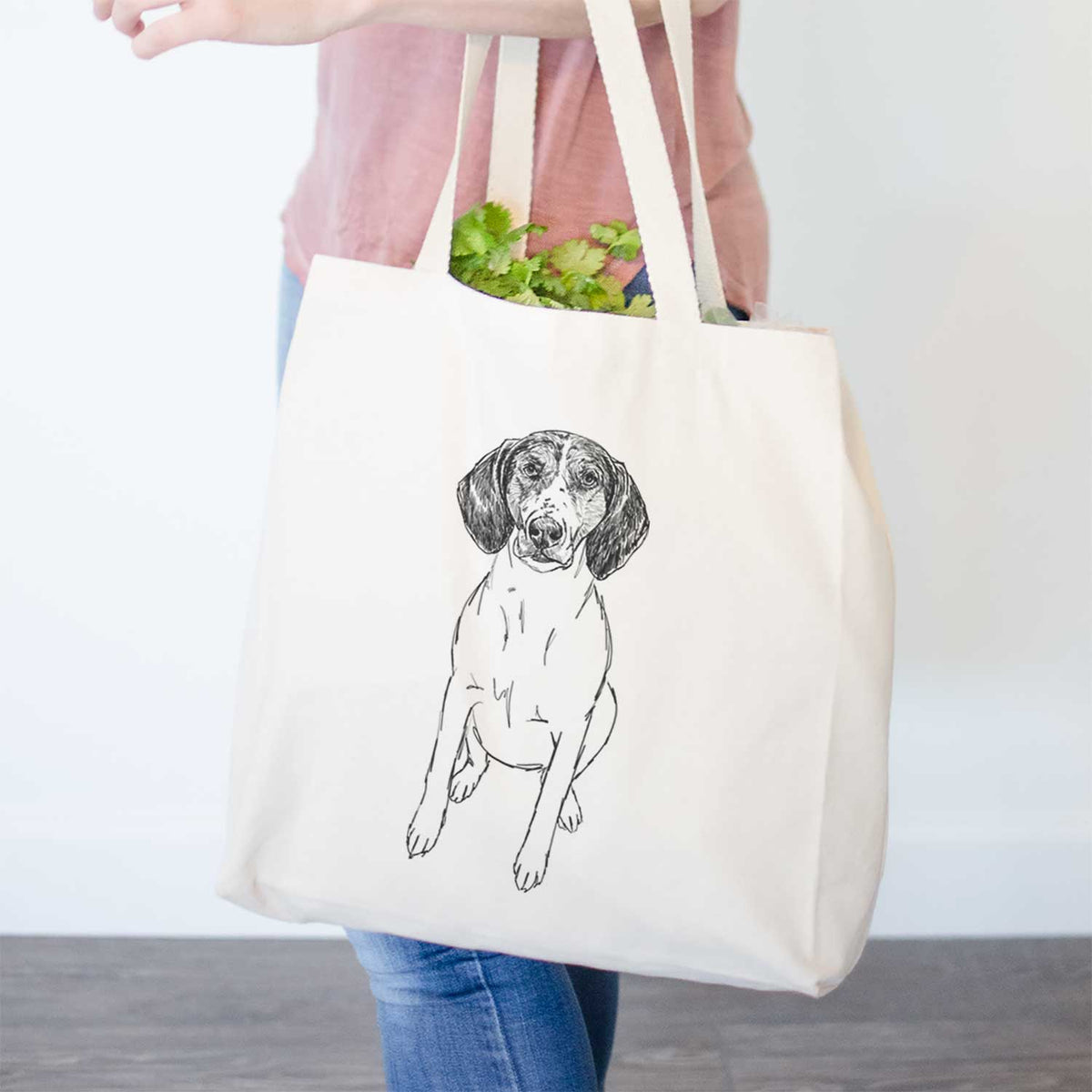 Doodled O Jane the Treeing Walker Coonhound - Tote Bag