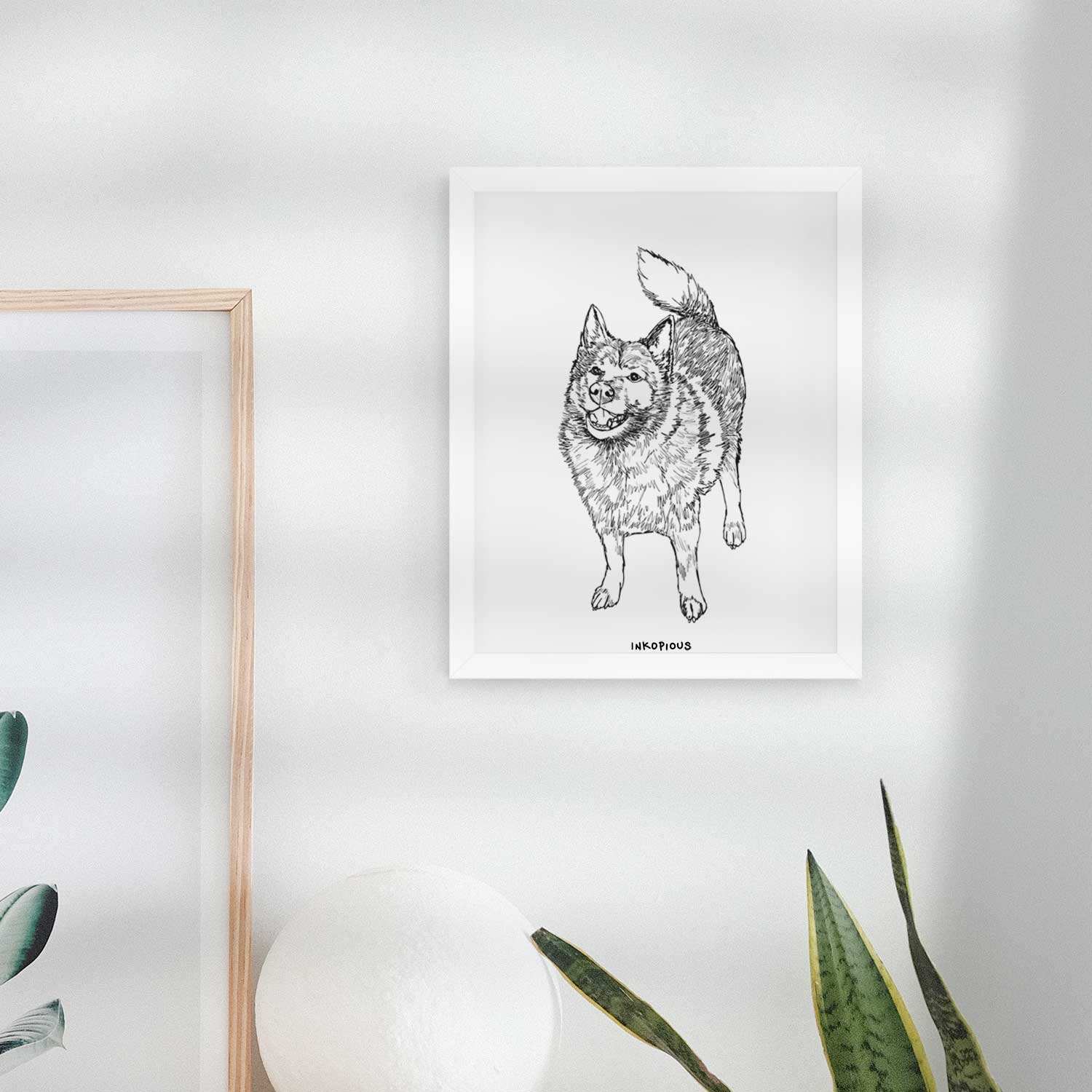 Doodled Oban Bear the Norwegian Elkhound Art Print