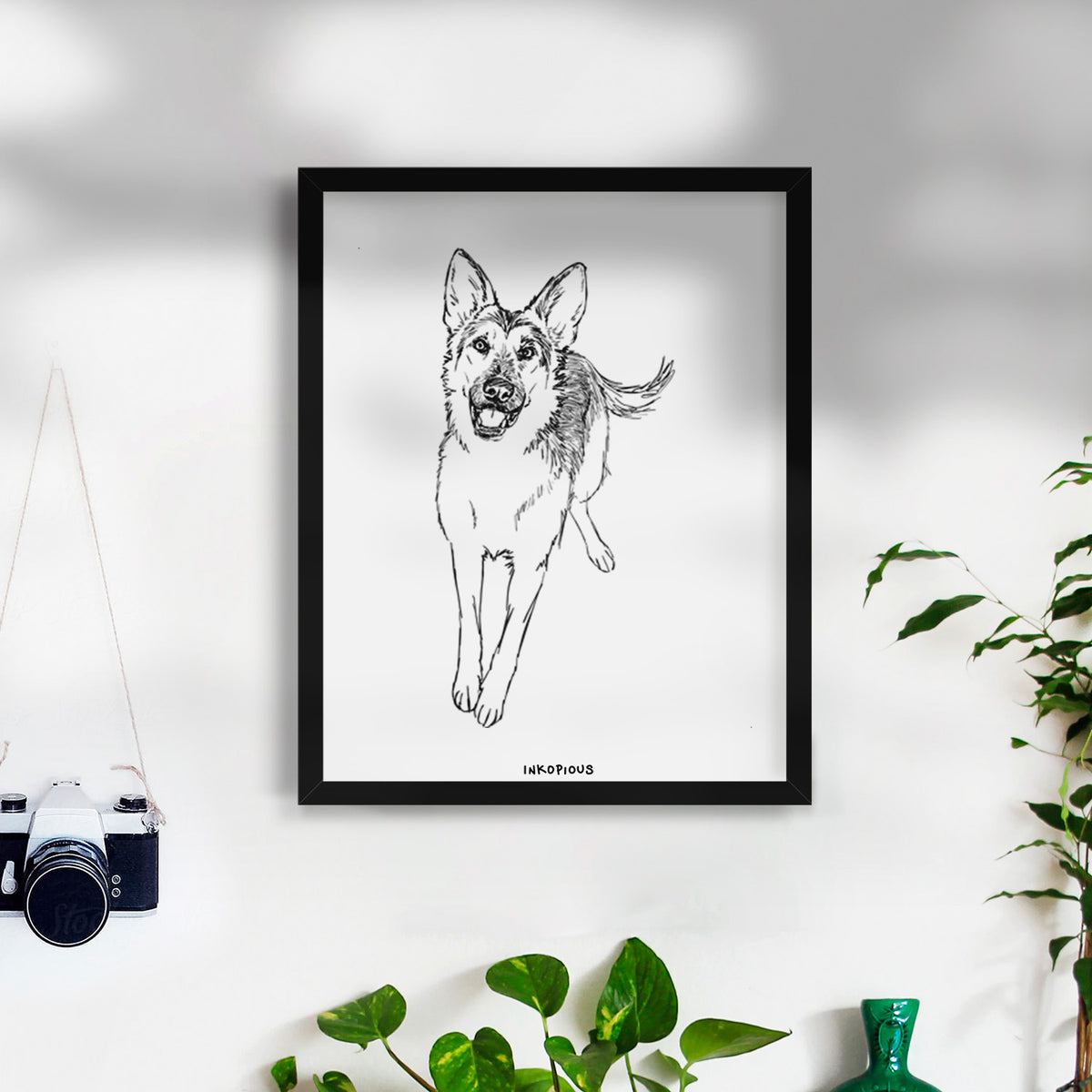 Doodled Odie the German Shepherd Art Print