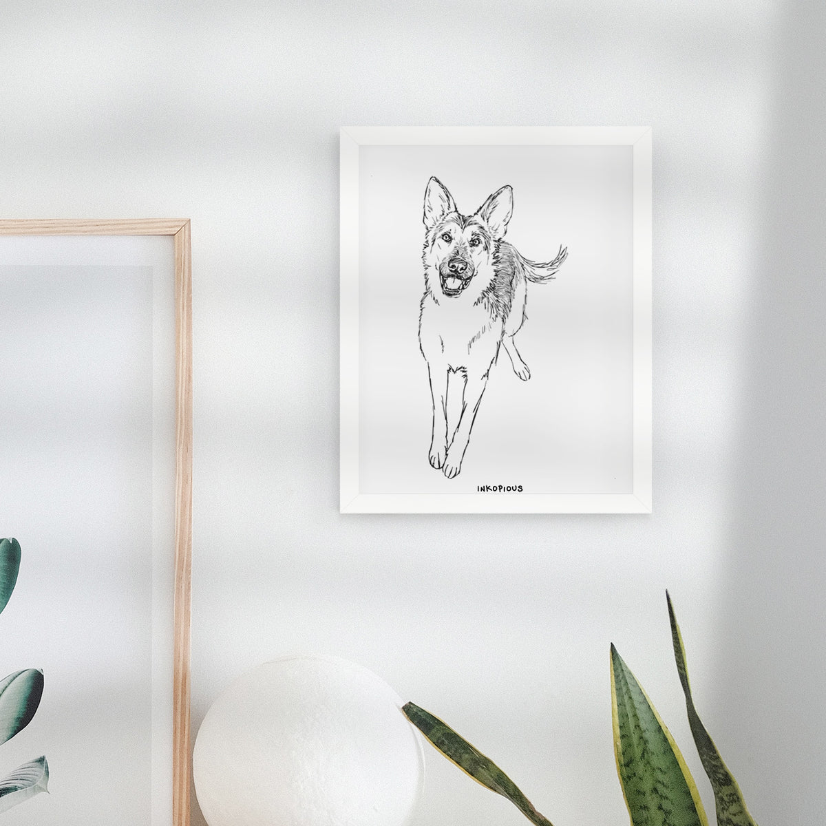 Doodled Odie the German Shepherd Art Print