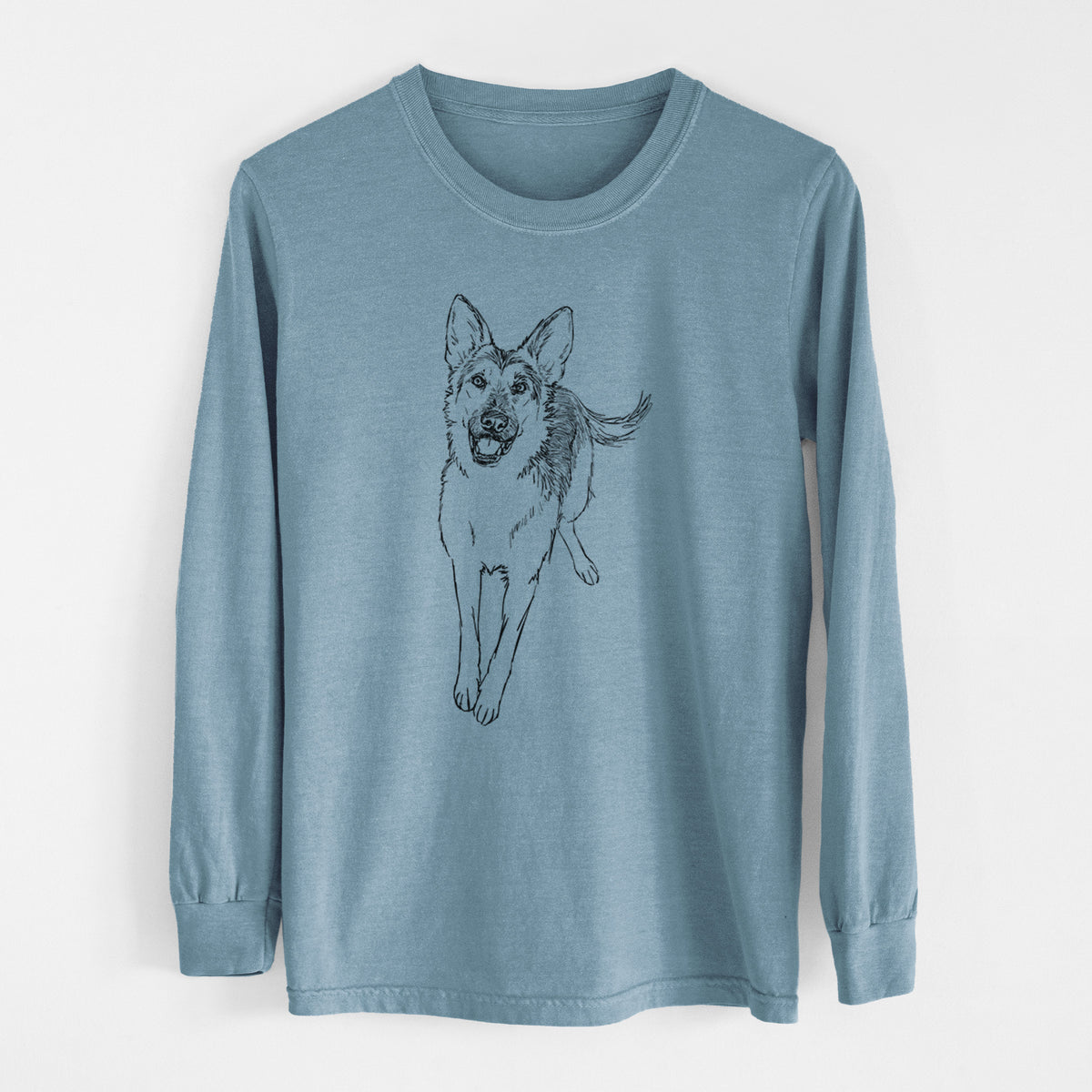 Doodled Odie the German Shepherd - Heavyweight 100% Cotton Long Sleeve