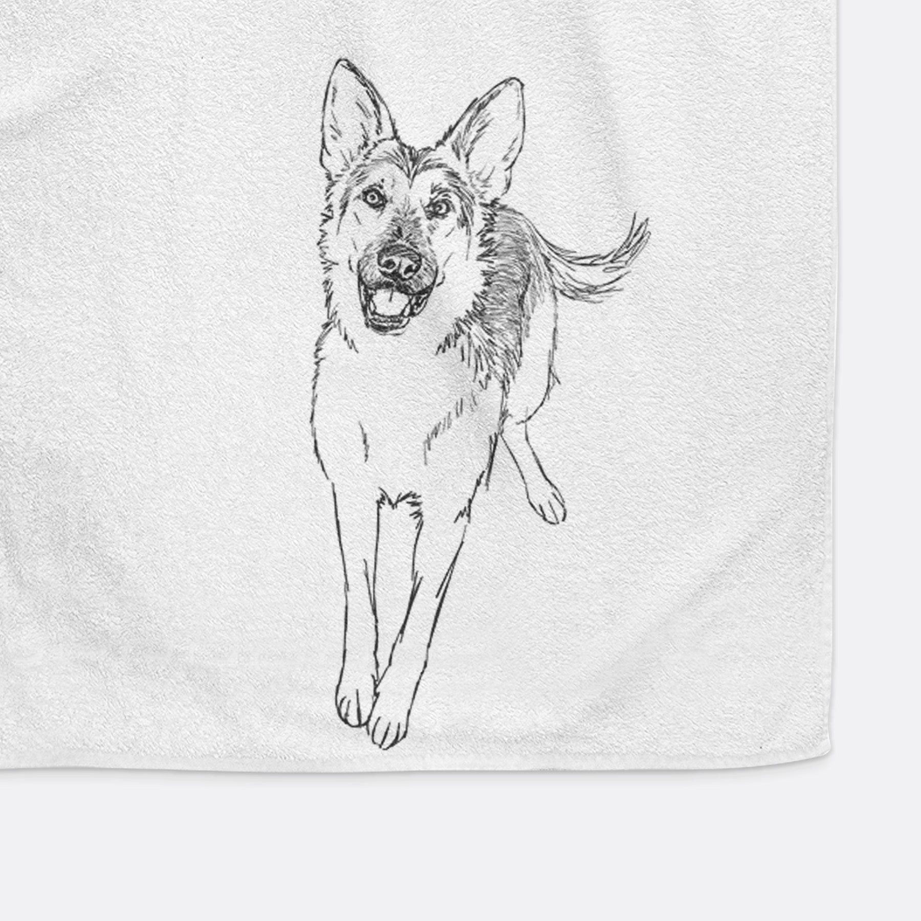 Doodled Odie the German Shepherd Decorative Hand Towel