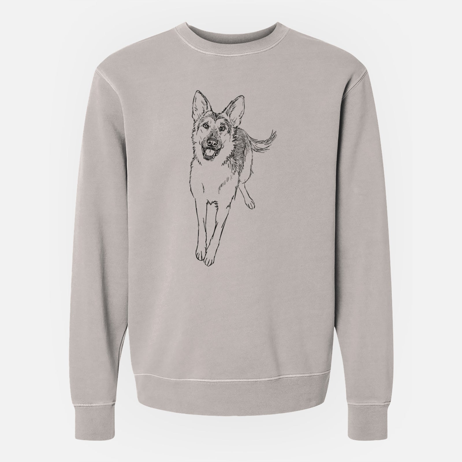 Doodled Odie the German Shepherd - Unisex Pigment Dyed Crew Sweatshirt
