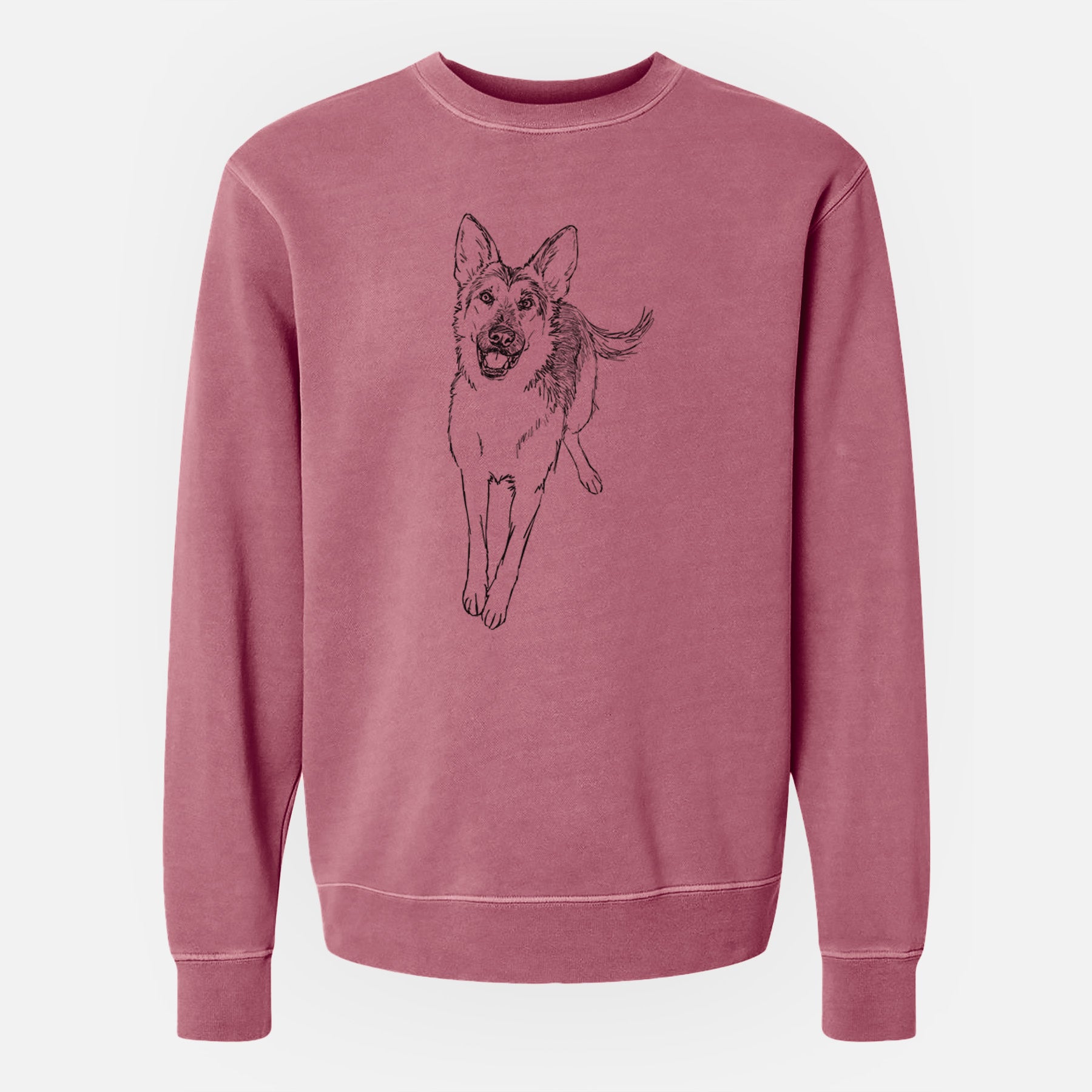 Doodled Odie the German Shepherd - Unisex Pigment Dyed Crew Sweatshirt