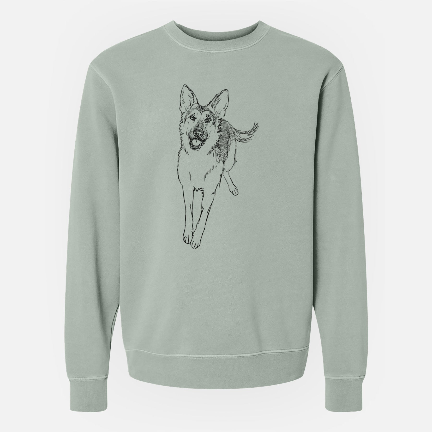 Doodled Odie the German Shepherd - Unisex Pigment Dyed Crew Sweatshirt