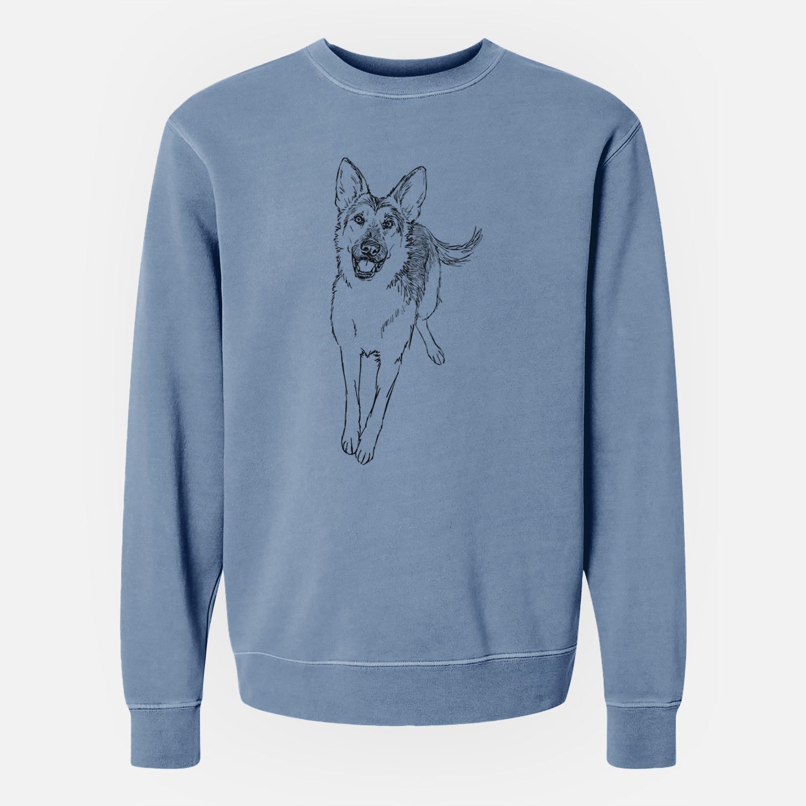 Doodled Odie the German Shepherd - Unisex Pigment Dyed Crew Sweatshirt