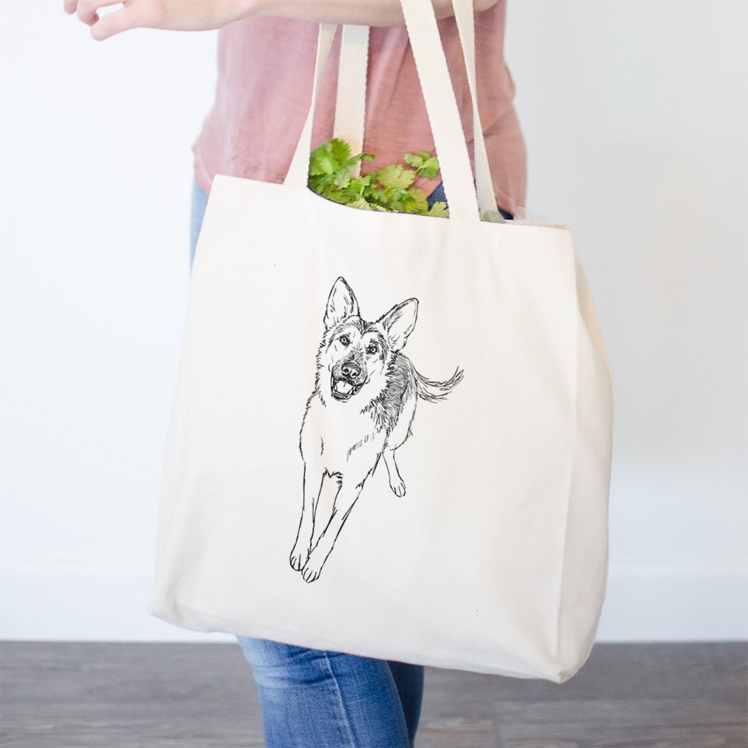 Doodled Odie the German Shepherd - Tote Bag