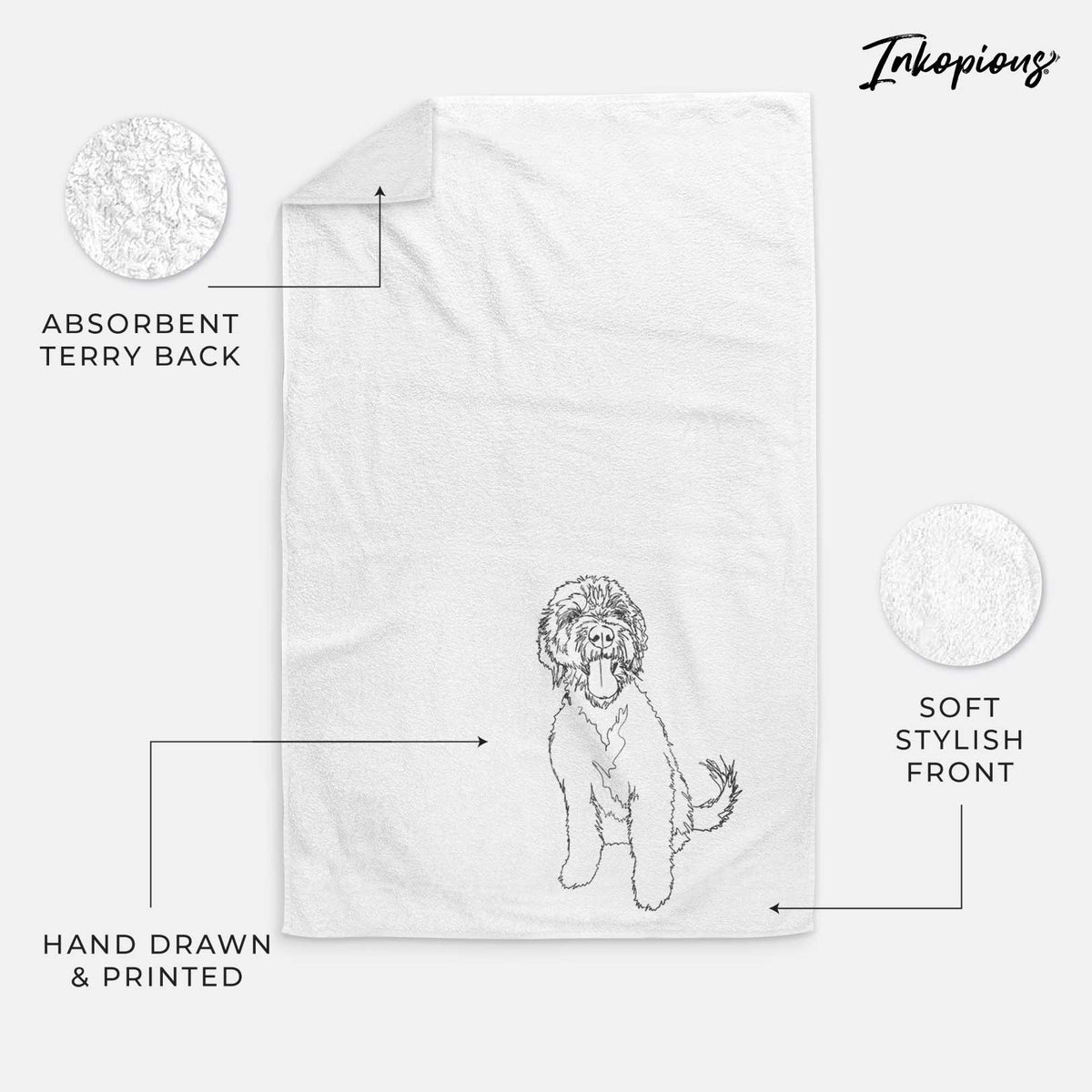 Doodled Oliver the Labradoodle Decorative Hand Towel