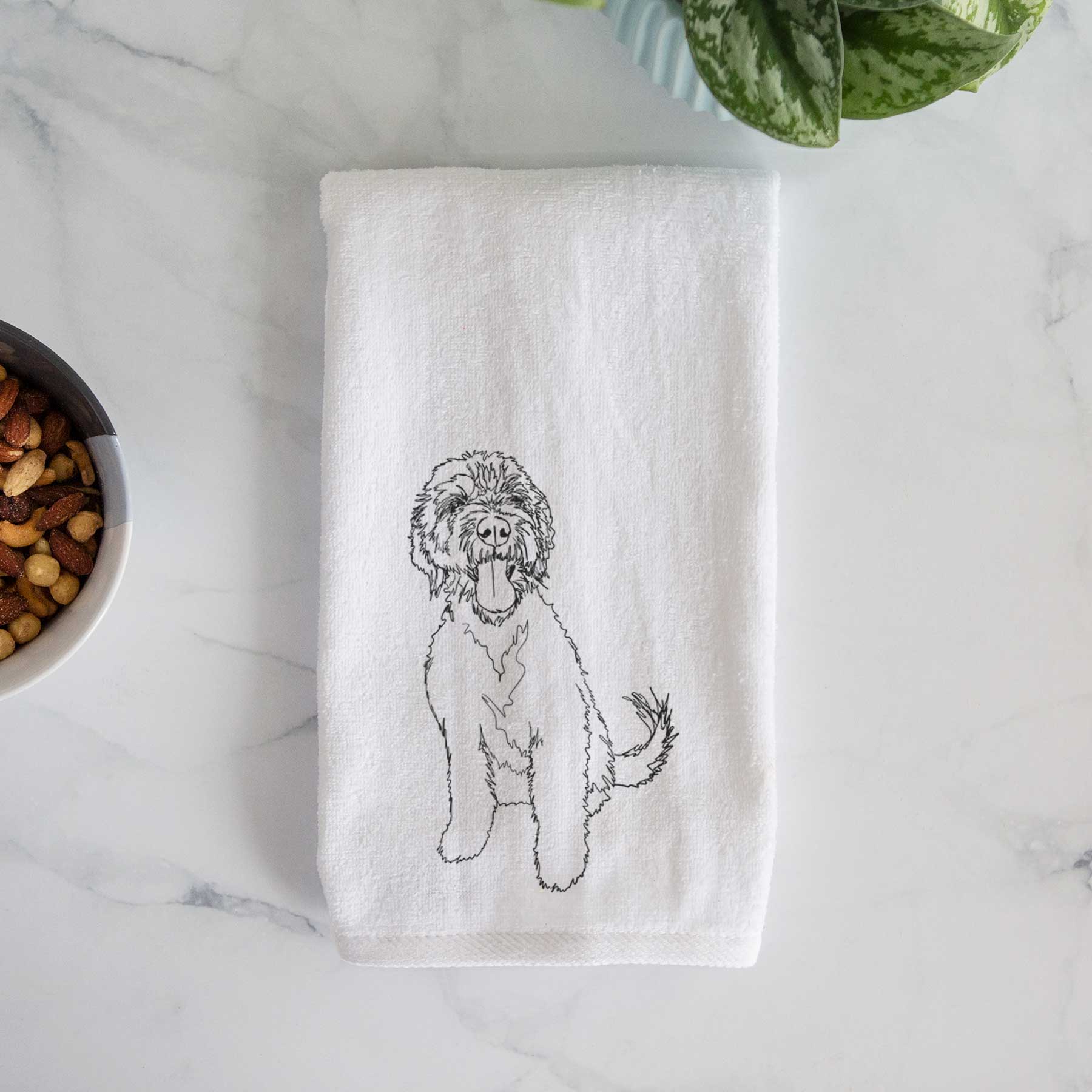 Doodled Oliver the Labradoodle Decorative Hand Towel