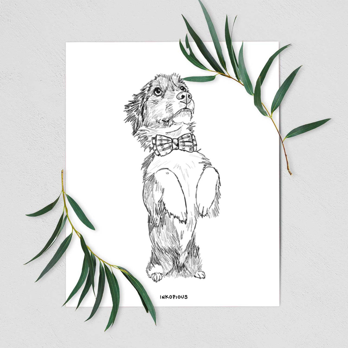 Doodled Oliver the Mixed Breed Art Print