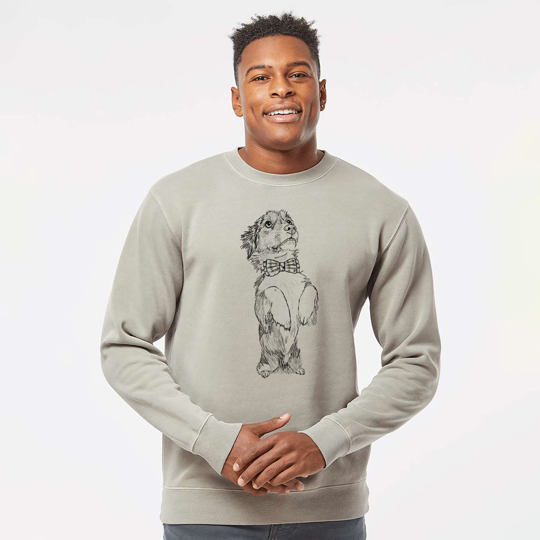 Doodled Oliver the Mixed Breed - Unisex Pigment Dyed Crew Sweatshirt