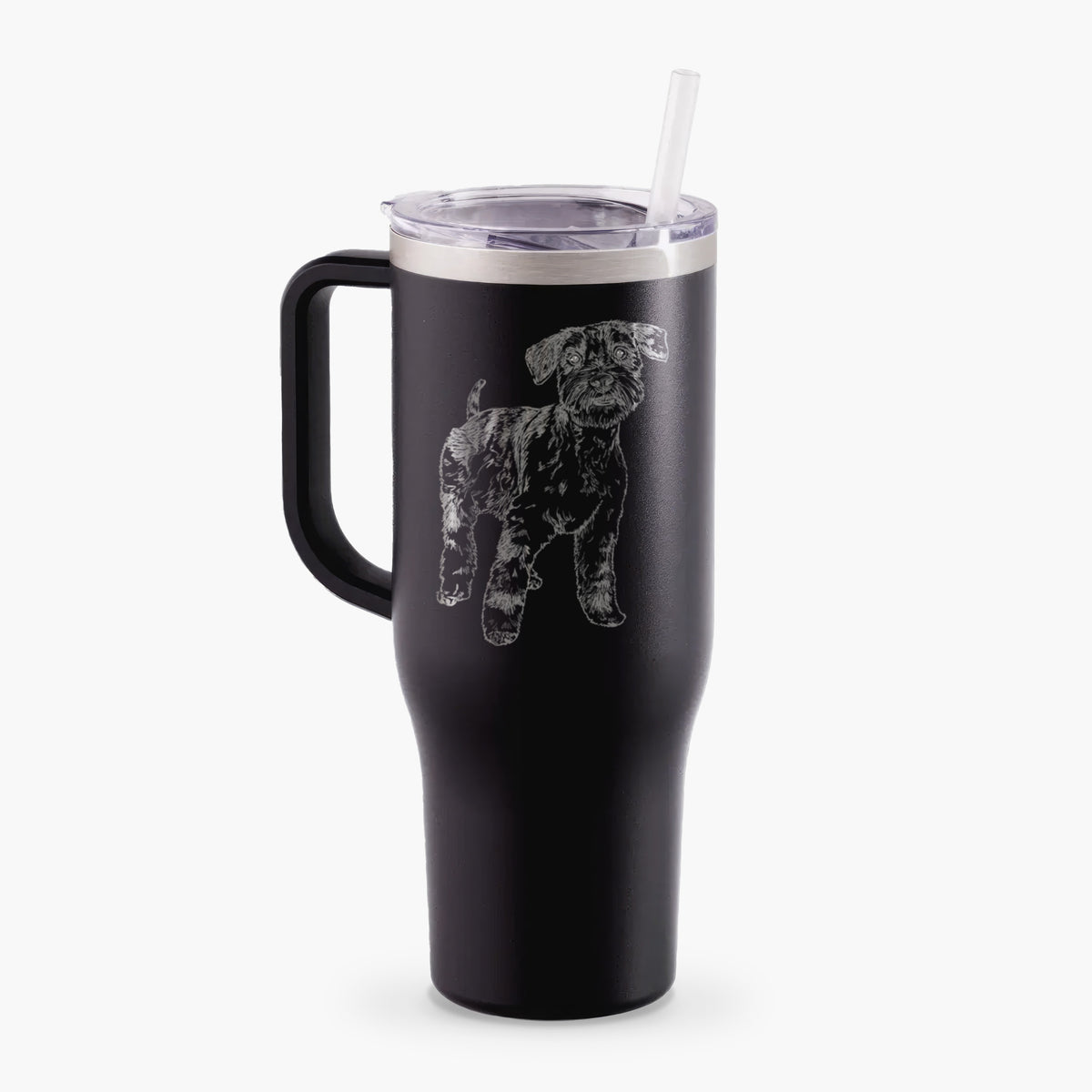 Doodled Oliver the Blue Merle Mini Schnauzer - 40oz Tumbler with Handle