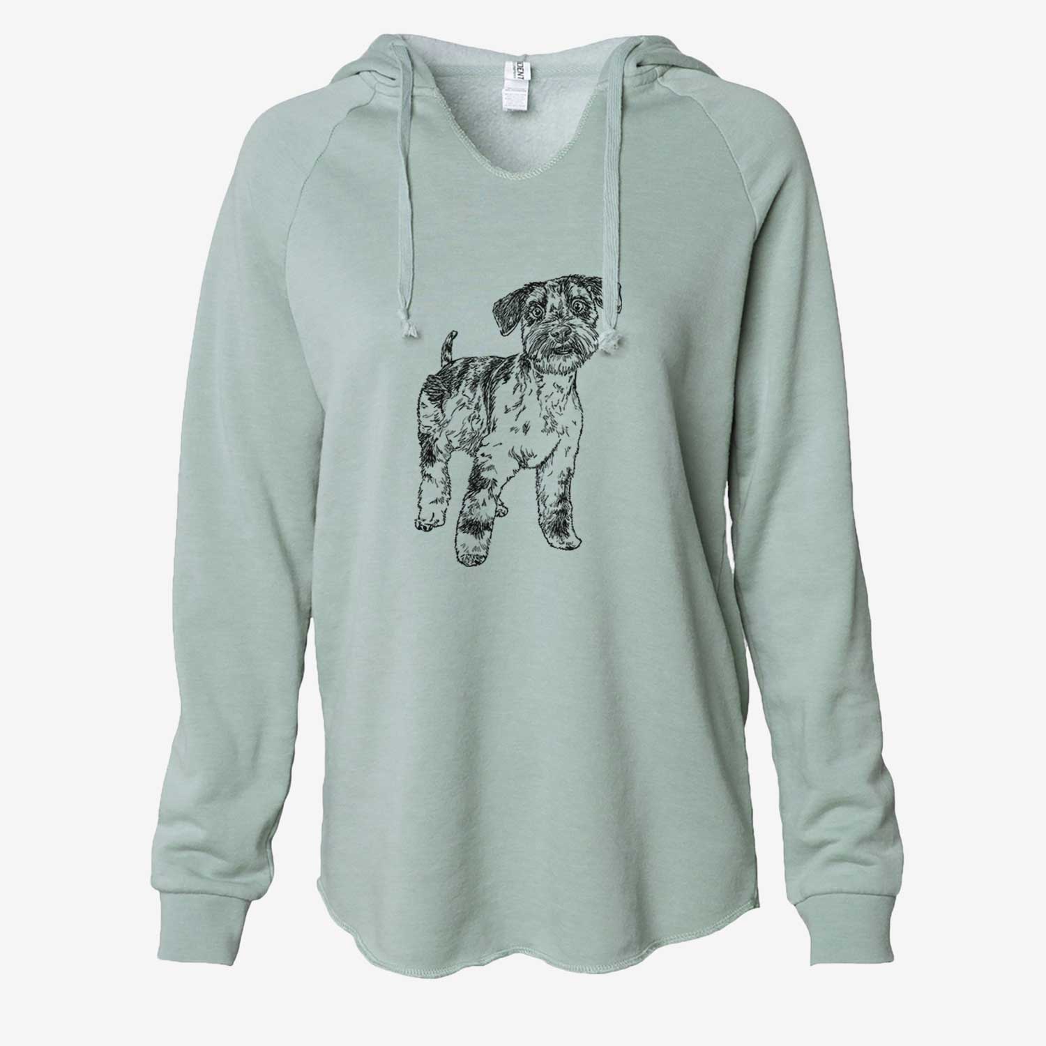 Doodled Oliver the Blue Merle Mini Schnauzer - Cali Wave Hooded Sweatshirt