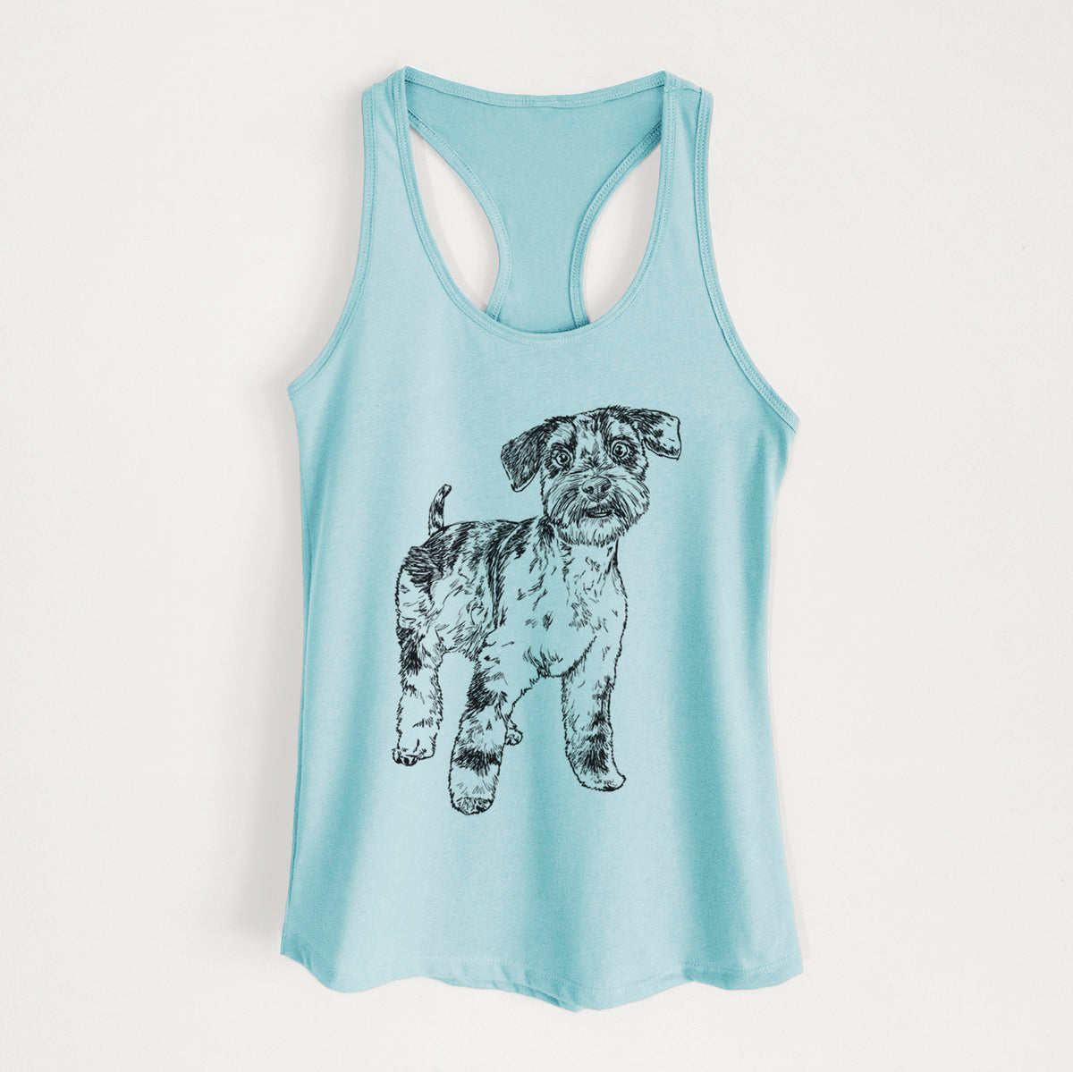 Doodled Oliver the Blue Merle Mini Schnauzer - Women&#39;s Racerback Tanktop