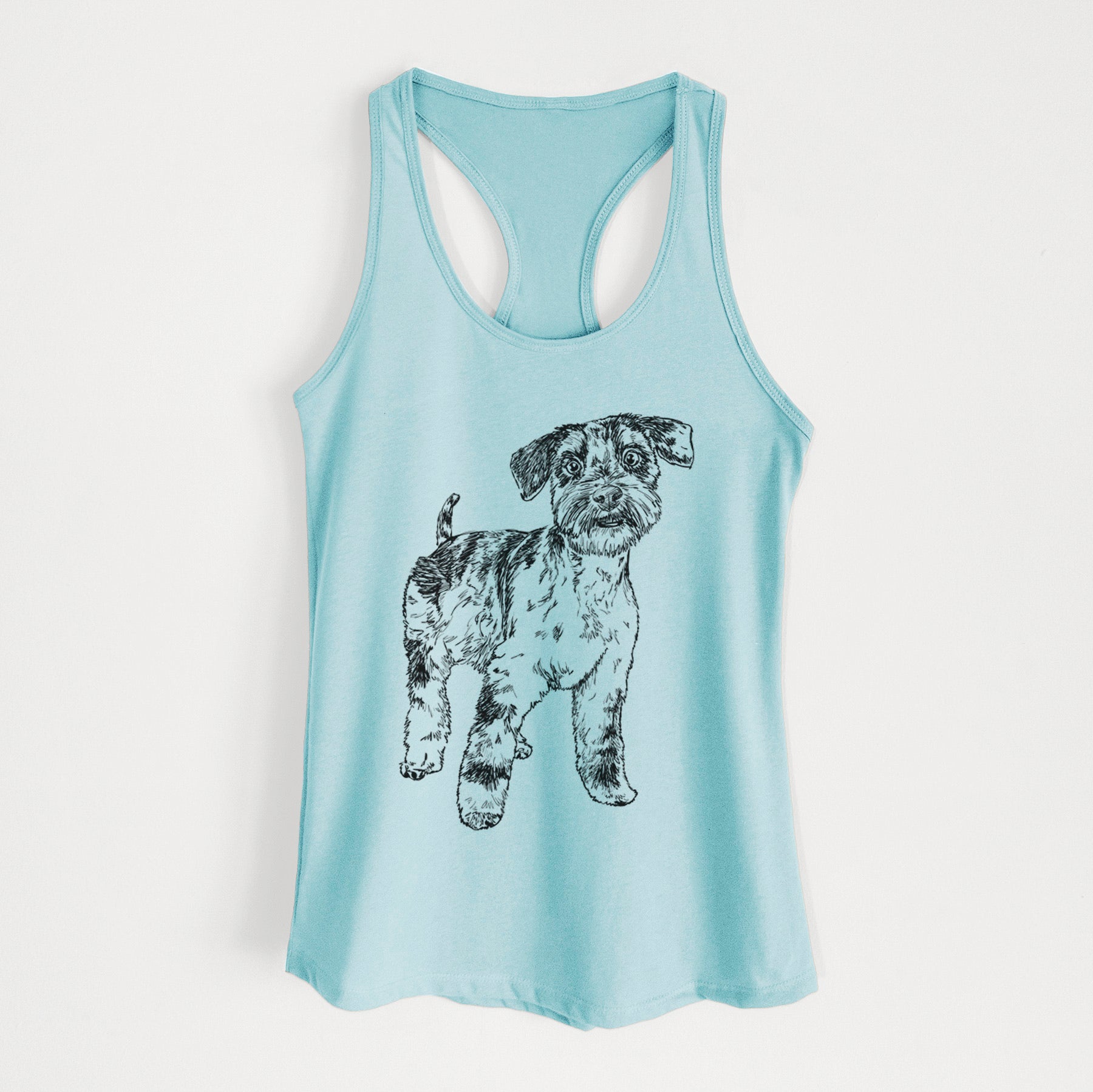 Doodled Oliver the Blue Merle Mini Schnauzer - Women's Racerback Tanktop