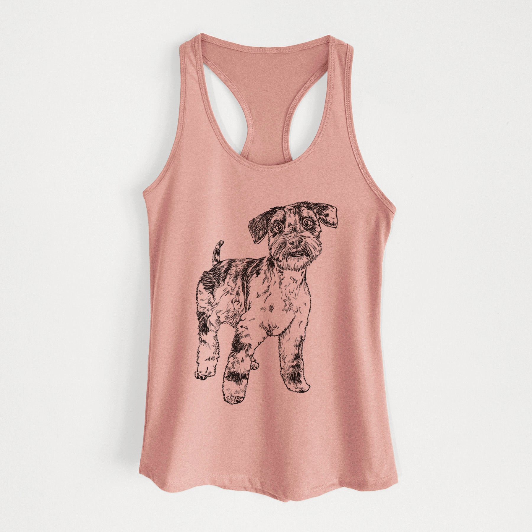 Doodled Oliver the Blue Merle Mini Schnauzer - Women's Racerback Tanktop