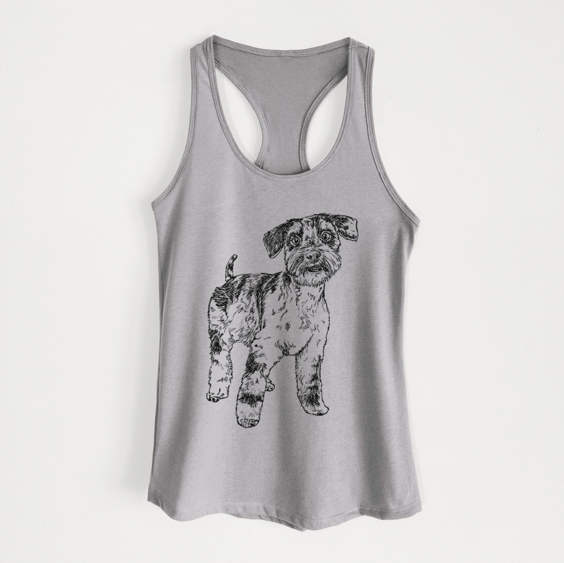 Doodled Oliver the Blue Merle Mini Schnauzer - Women's Racerback Tanktop