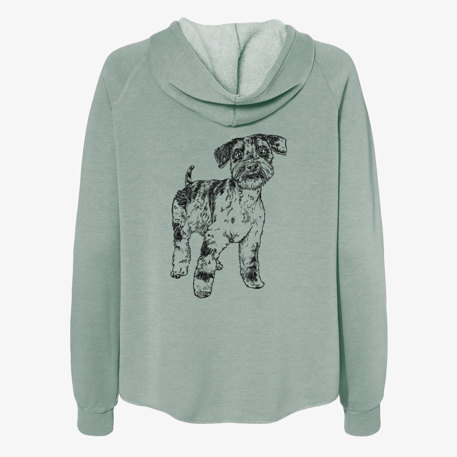 Doodled Oliver the Blue Merle Mini Schnauzer - Women's Cali Wave Zip-Up Sweatshirt