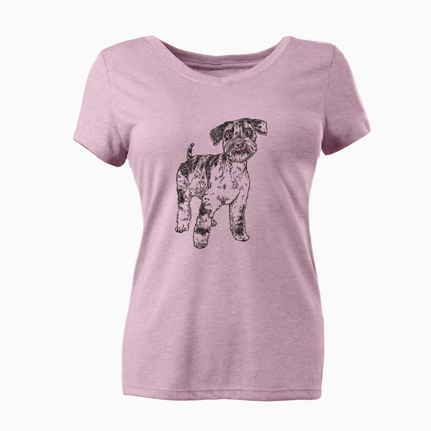 Doodled Oliver the Blue Merle Mini Schnauzer - Women's V-neck Shirt