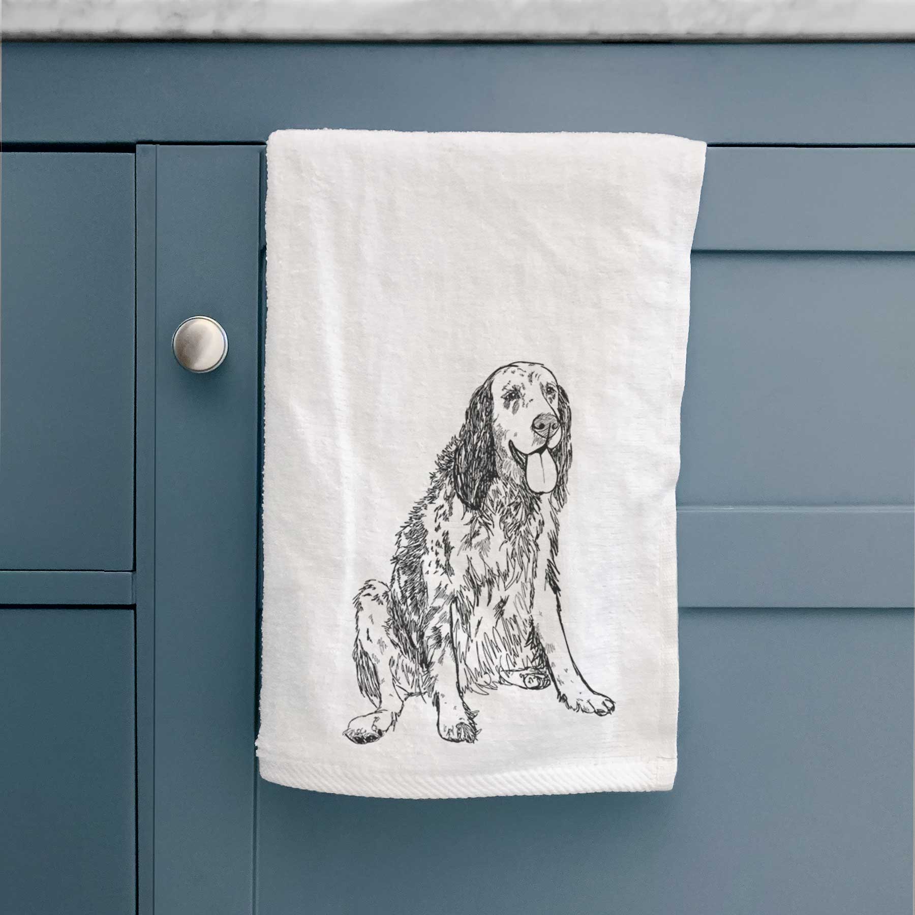 Doodled Otis the English Setter Decorative Hand Towel