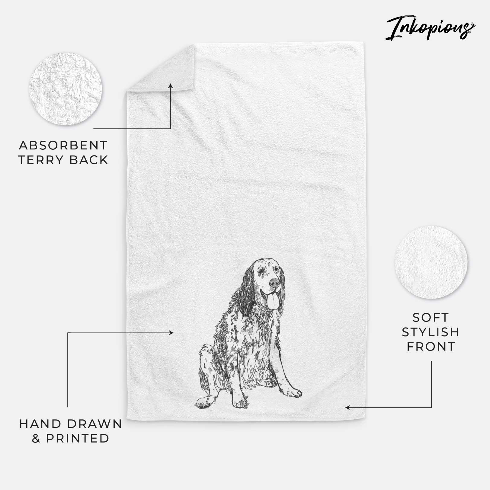 Doodled Otis the English Setter Decorative Hand Towel