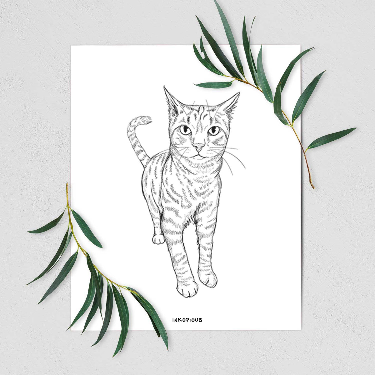 Doodled Otto the Tabby Cat Art Print