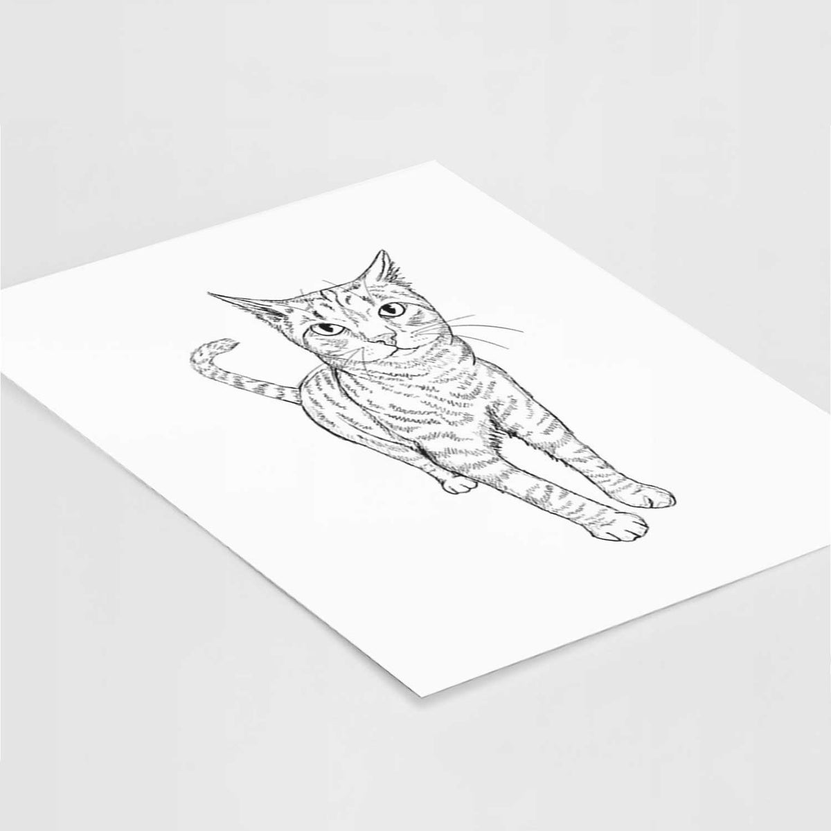 Doodled Otto the Tabby Cat Art Print