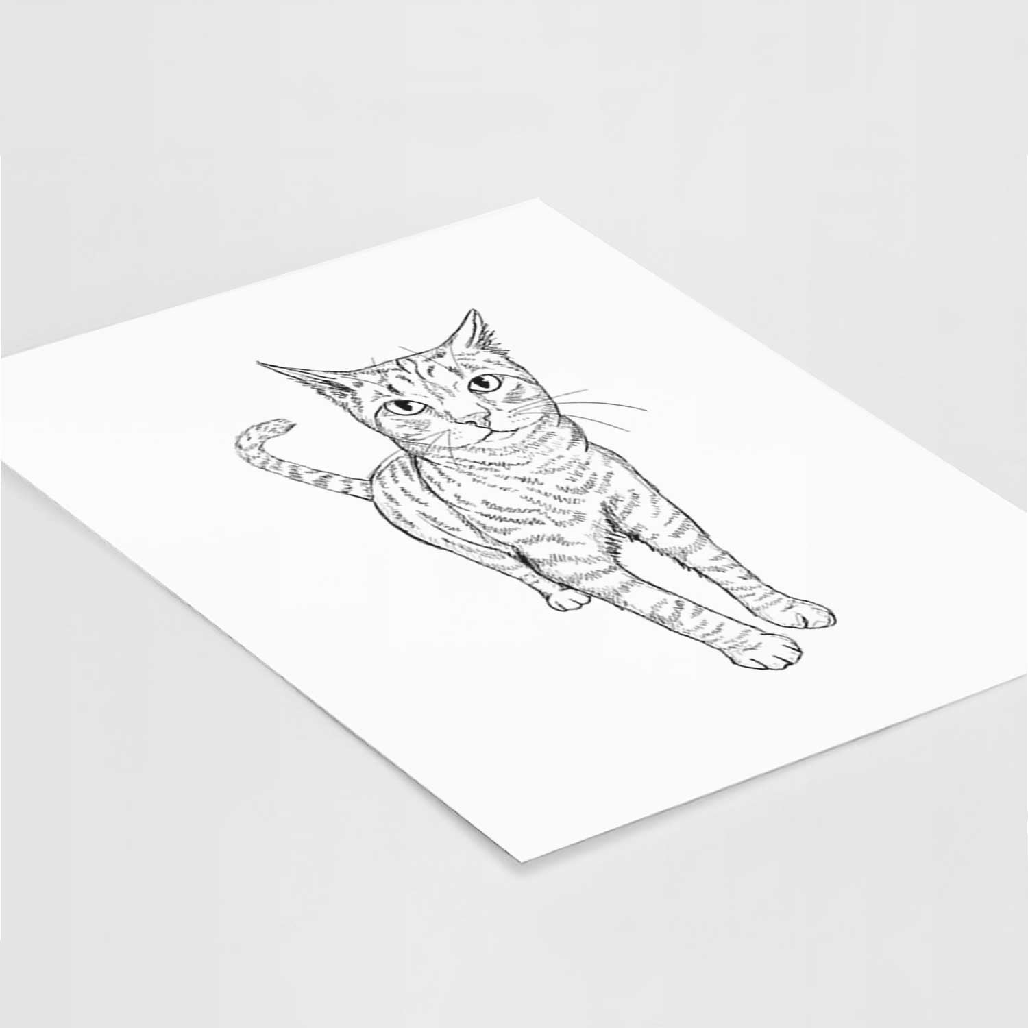 Doodled Otto the Tabby Cat Art Print