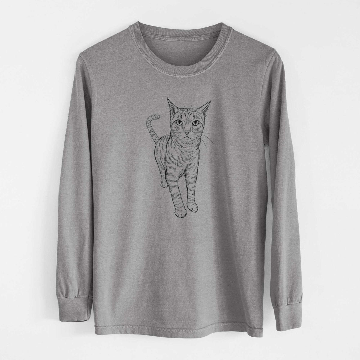 Doodled Otto the Tabby Cat - Heavyweight 100% Cotton Long Sleeve