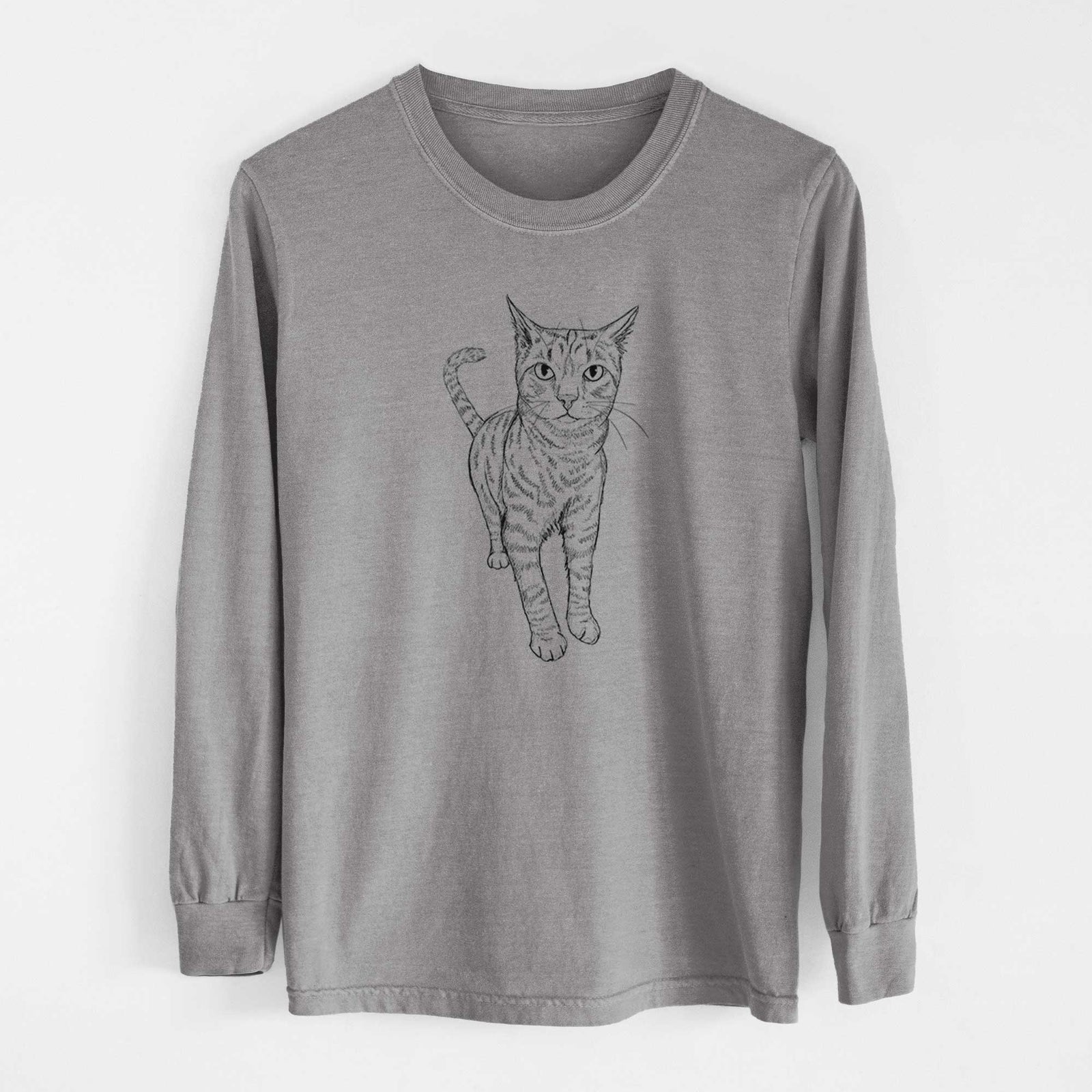Doodled Otto the Tabby Cat - Heavyweight 100% Cotton Long Sleeve