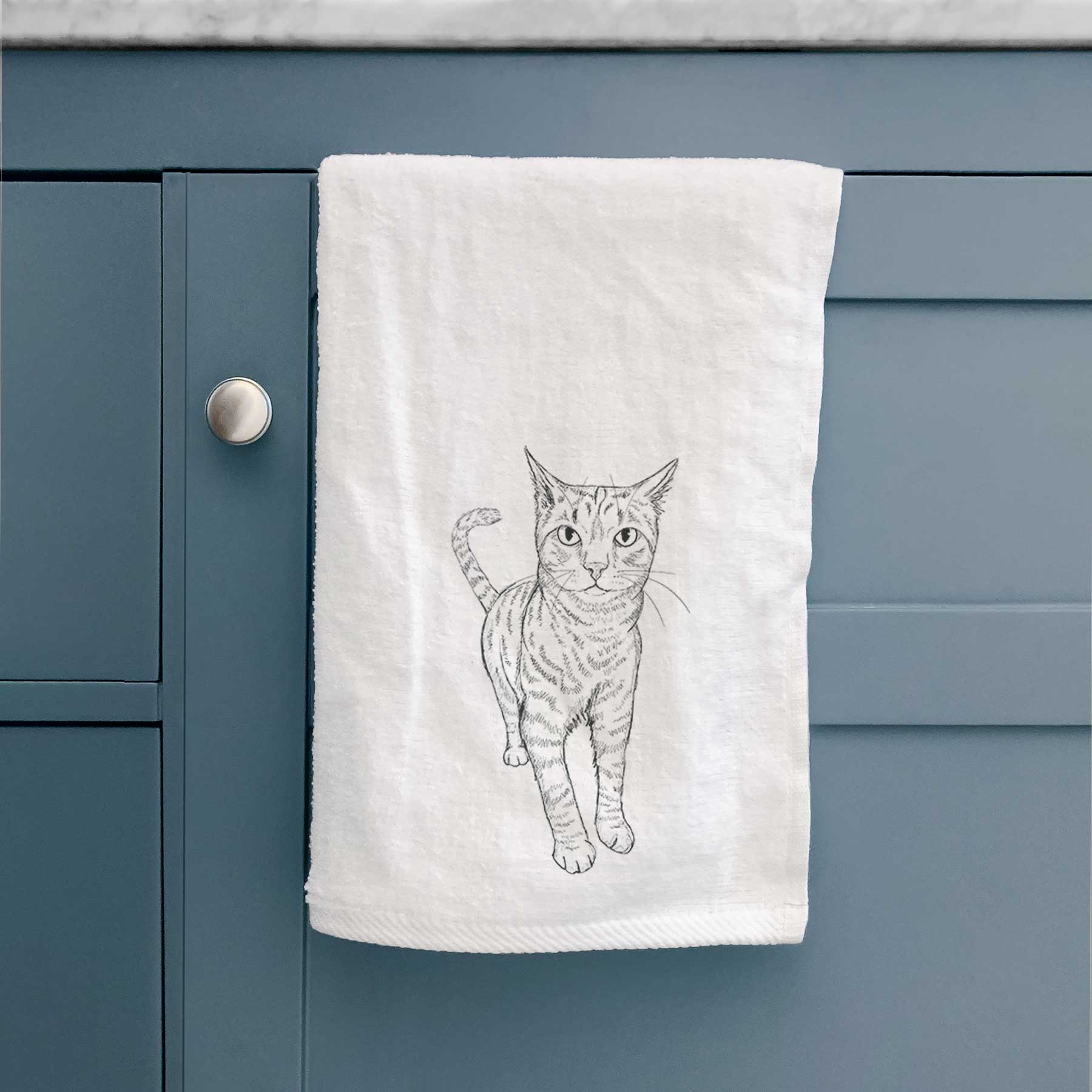 Doodled Otto the Tabby Cat Decorative Hand Towel