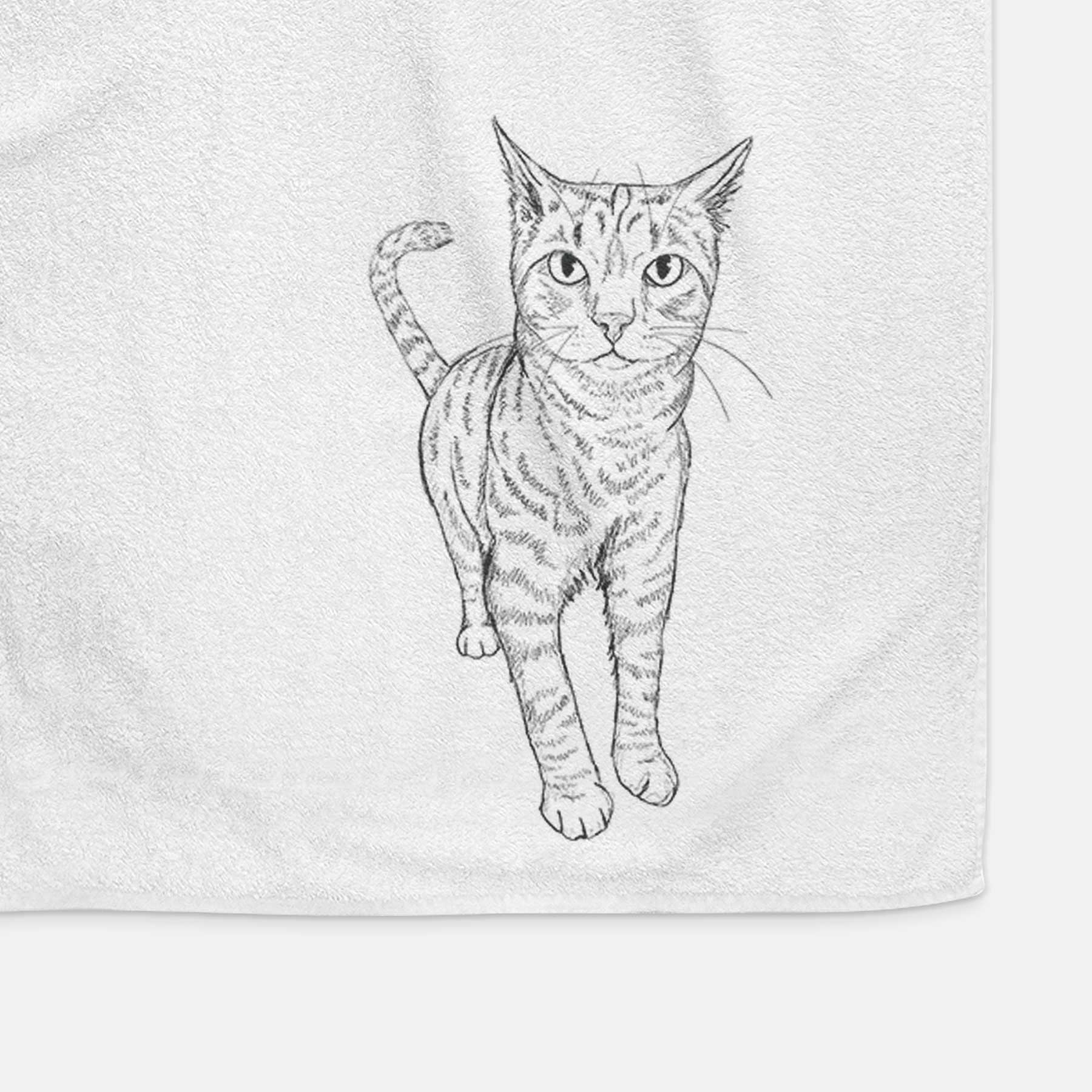 Doodled Otto the Tabby Cat Decorative Hand Towel