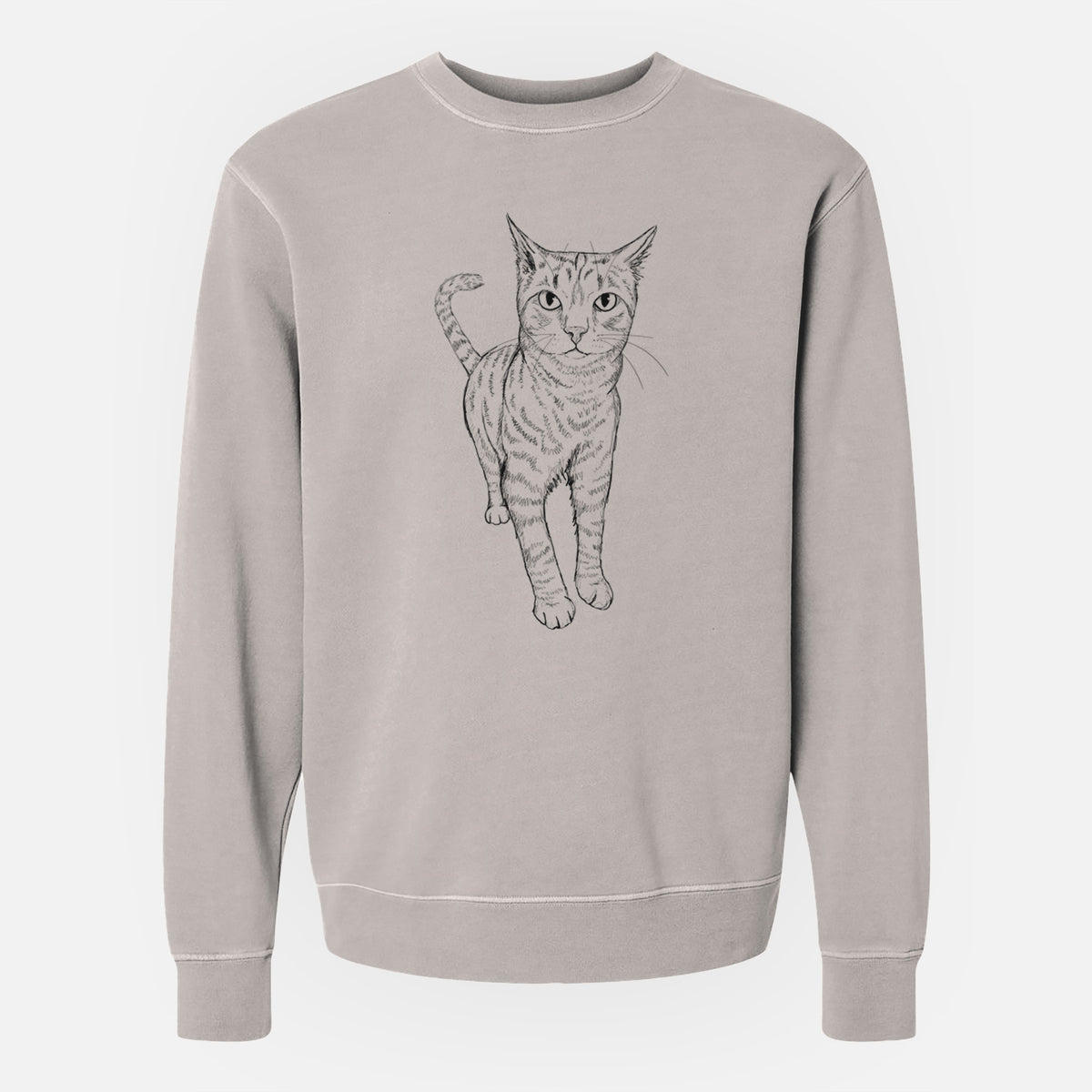 Doodled Otto the Tabby Cat - Unisex Pigment Dyed Crew Sweatshirt