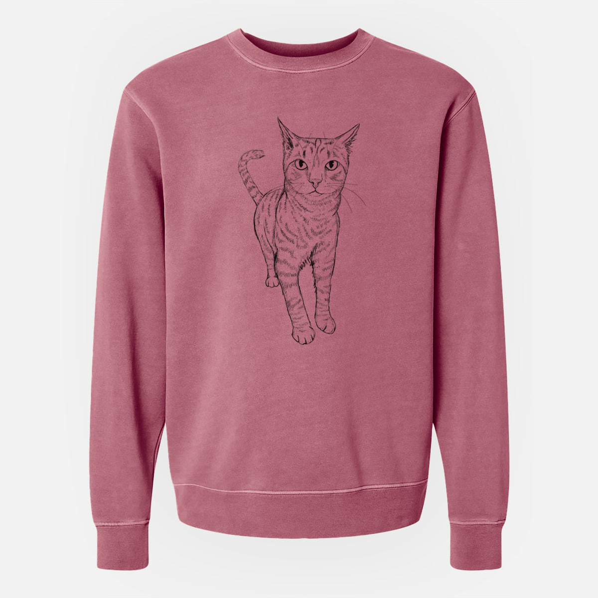 Doodled Otto the Tabby Cat - Unisex Pigment Dyed Crew Sweatshirt