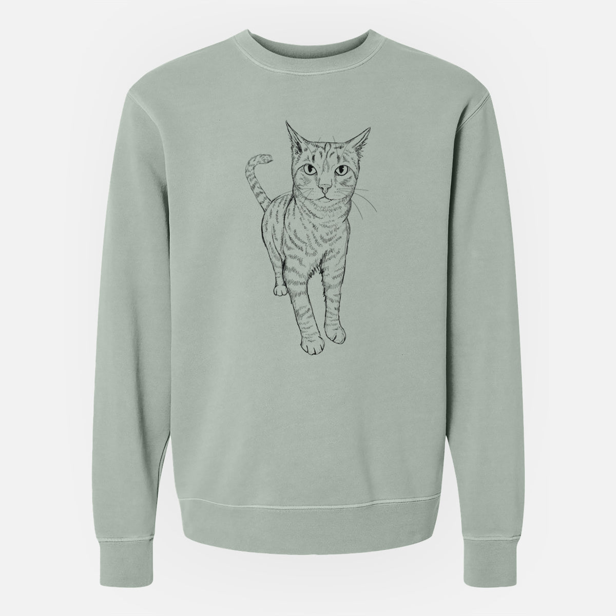 Doodled Otto the Tabby Cat - Unisex Pigment Dyed Crew Sweatshirt