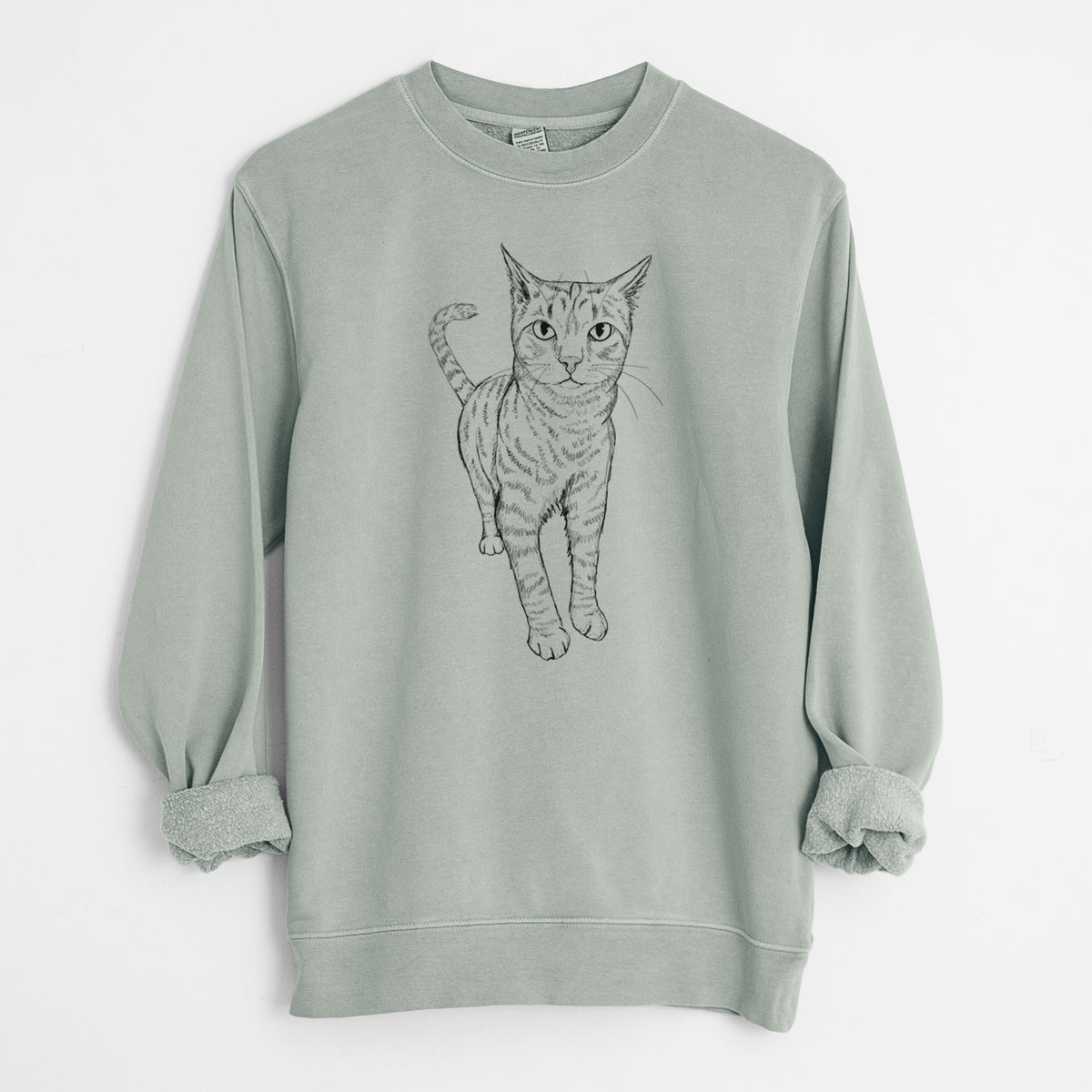 Doodled Otto the Tabby Cat - Unisex Pigment Dyed Crew Sweatshirt