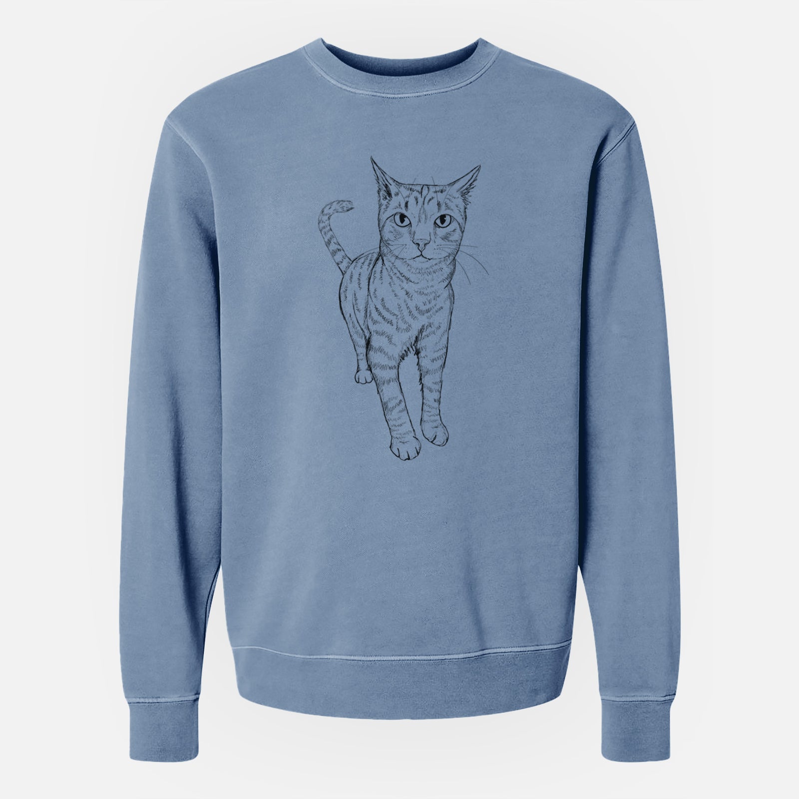 Doodled Otto the Tabby Cat - Unisex Pigment Dyed Crew Sweatshirt