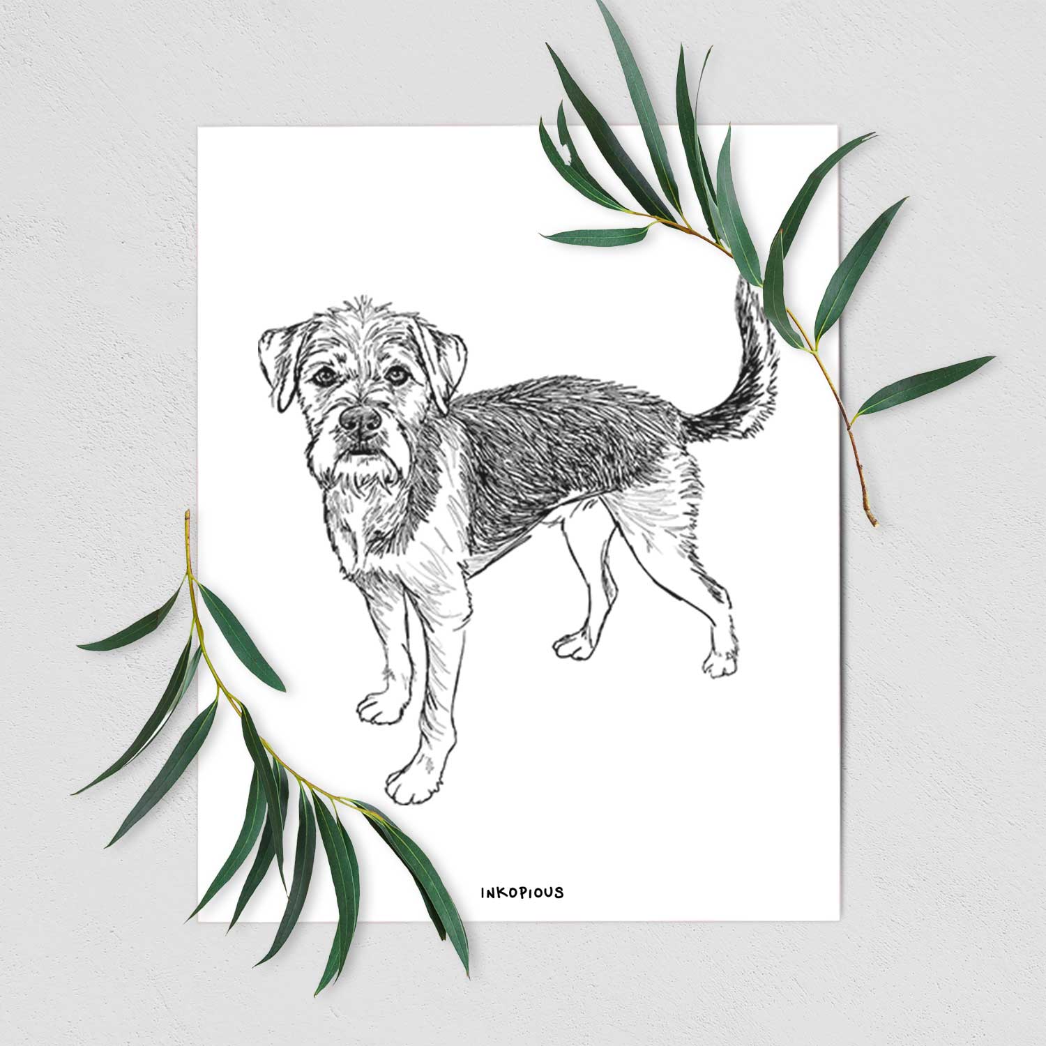 Doodled Ozzy the Terrier Mix Art Print