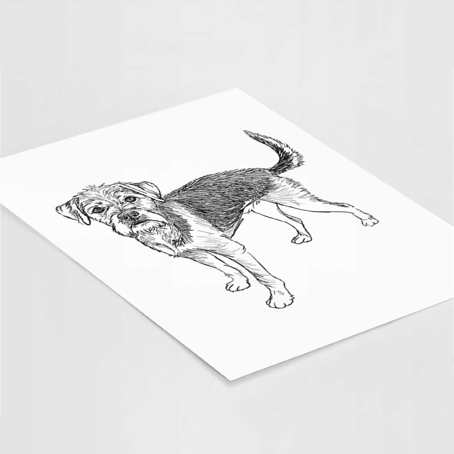 Doodled Ozzy the Terrier Mix Art Print