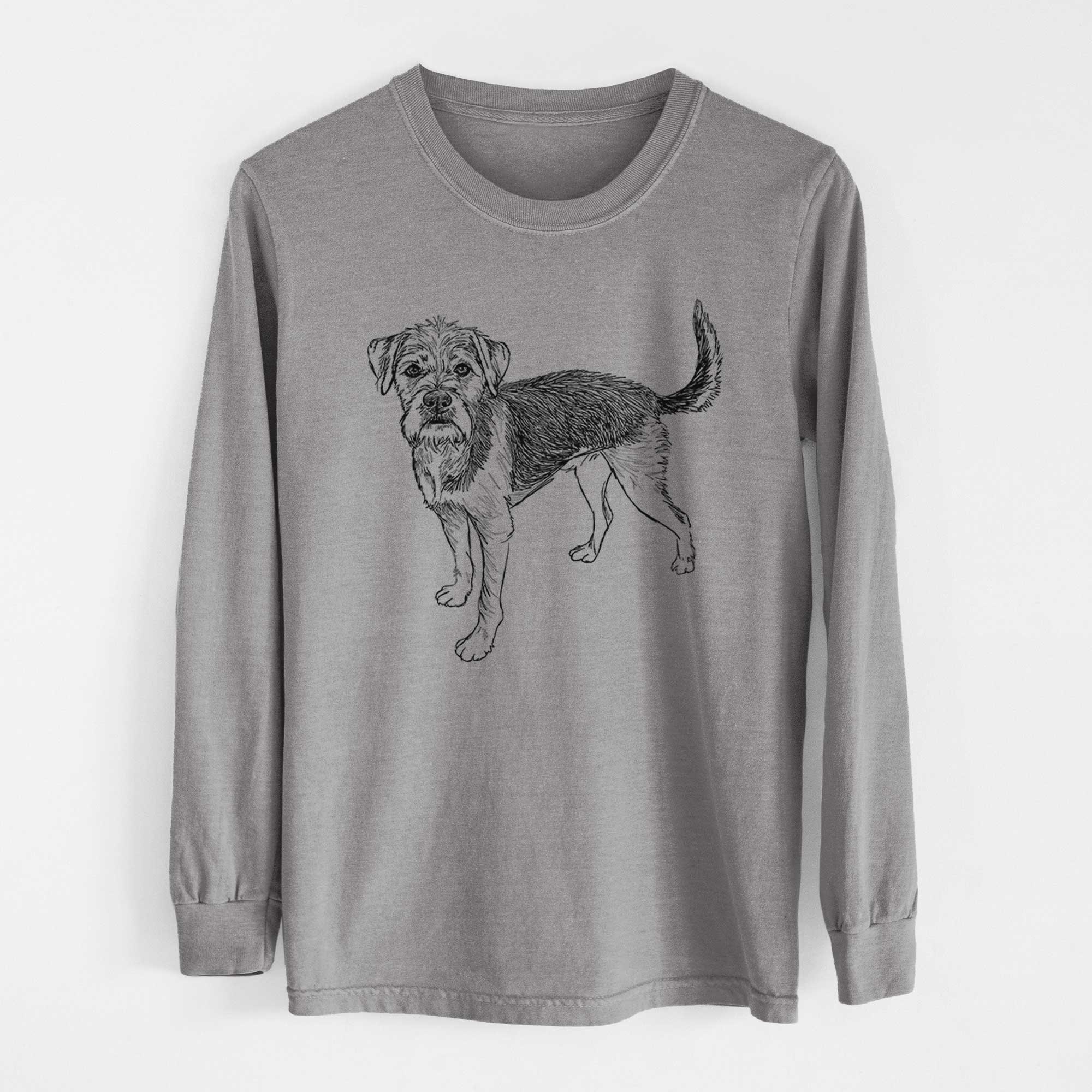 Doodled Ozzy the Terrier Mix - Heavyweight 100% Cotton Long Sleeve