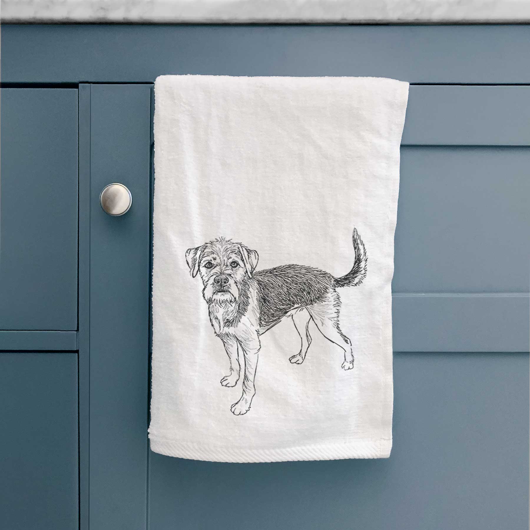 Doodled Ozzy the Terrier Mix Decorative Hand Towel