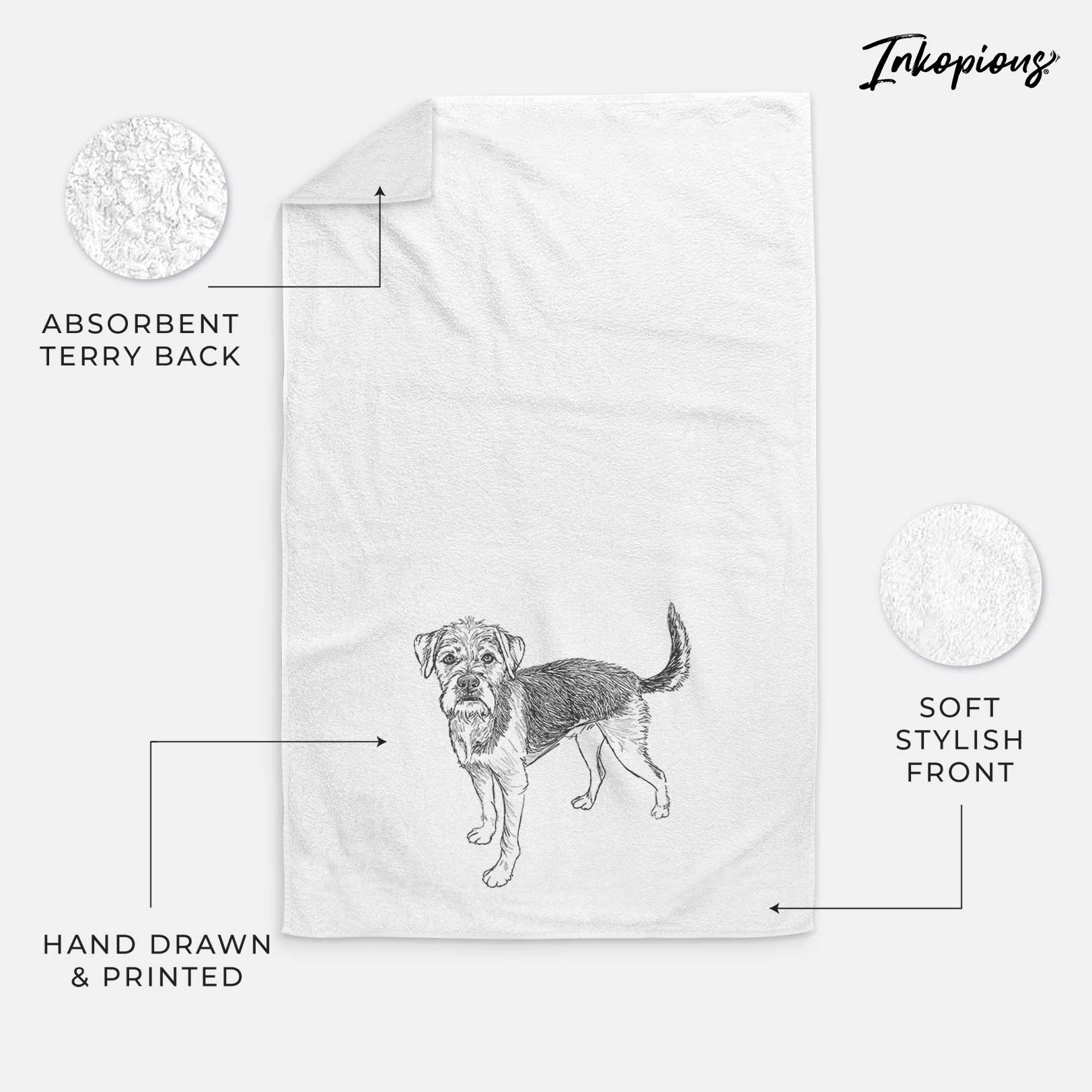 Doodled Ozzy the Terrier Mix Decorative Hand Towel