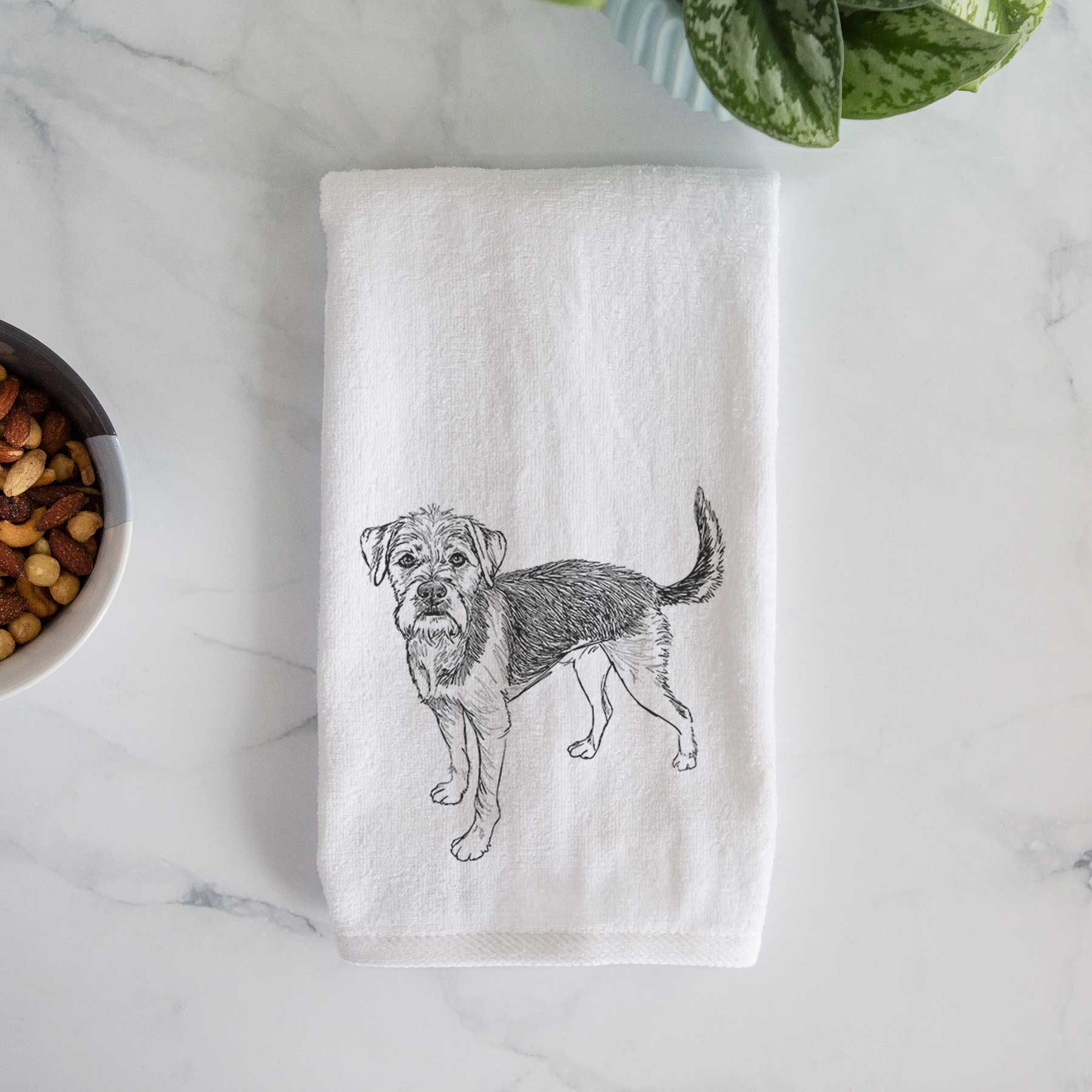 Doodled Ozzy the Terrier Mix Decorative Hand Towel