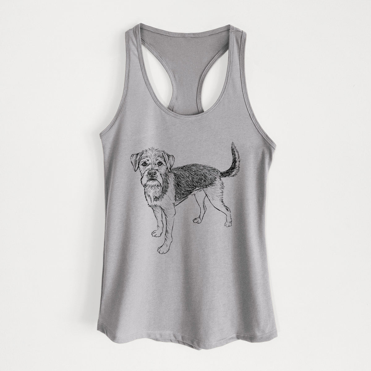 Doodled Ozzy the Terrier Mix - Women's Racerback Tanktop