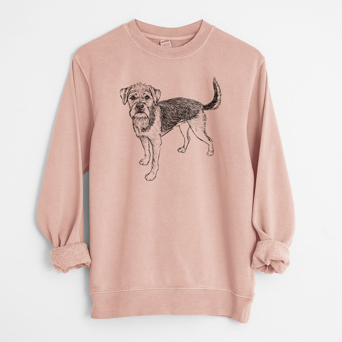 Doodled Ozzy the Terrier Mix - Unisex Pigment Dyed Crew Sweatshirt