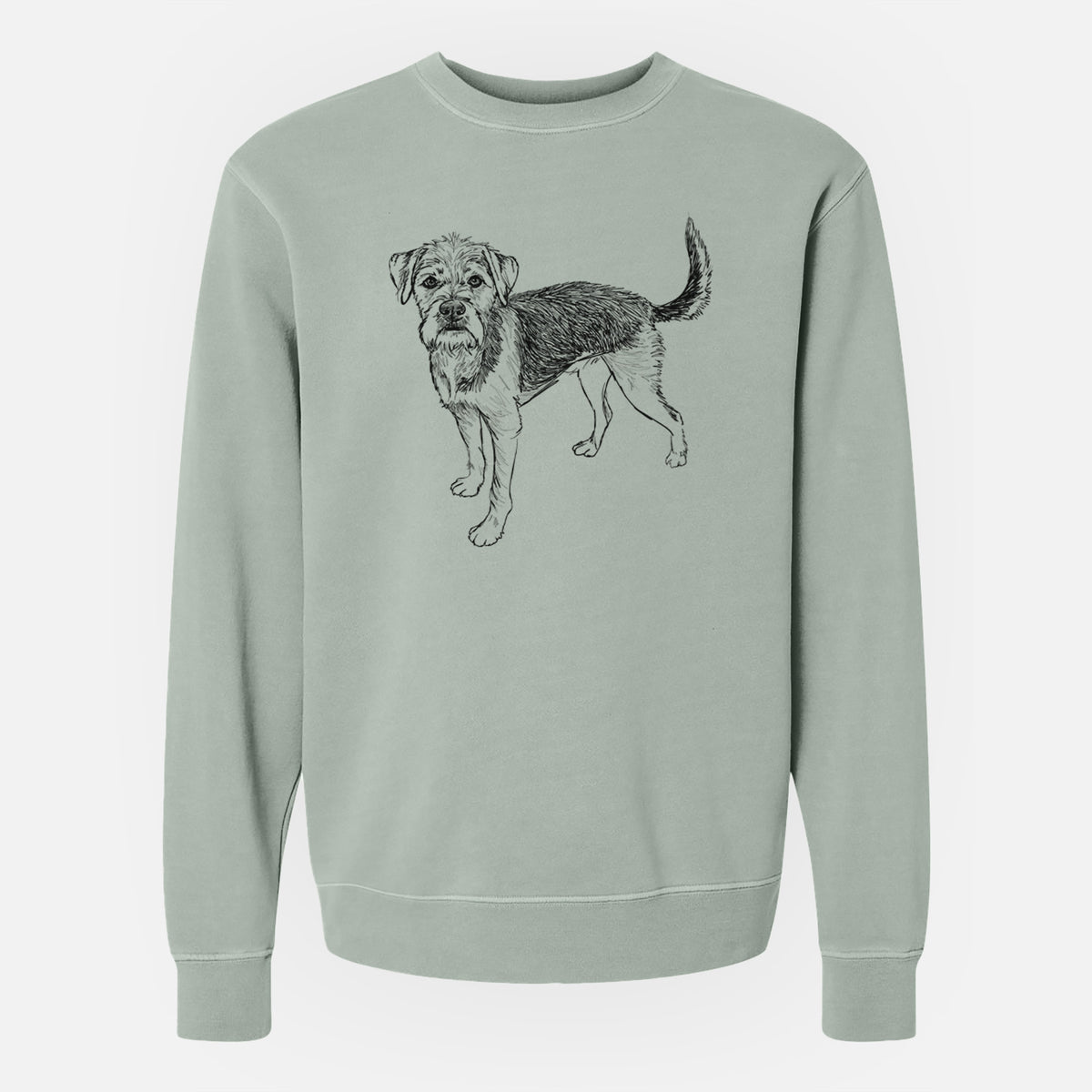 Doodled Ozzy the Terrier Mix - Unisex Pigment Dyed Crew Sweatshirt