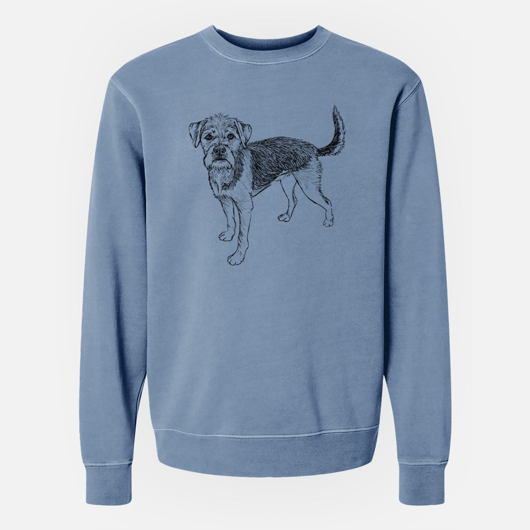 Doodled Ozzy the Terrier Mix - Unisex Pigment Dyed Crew Sweatshirt