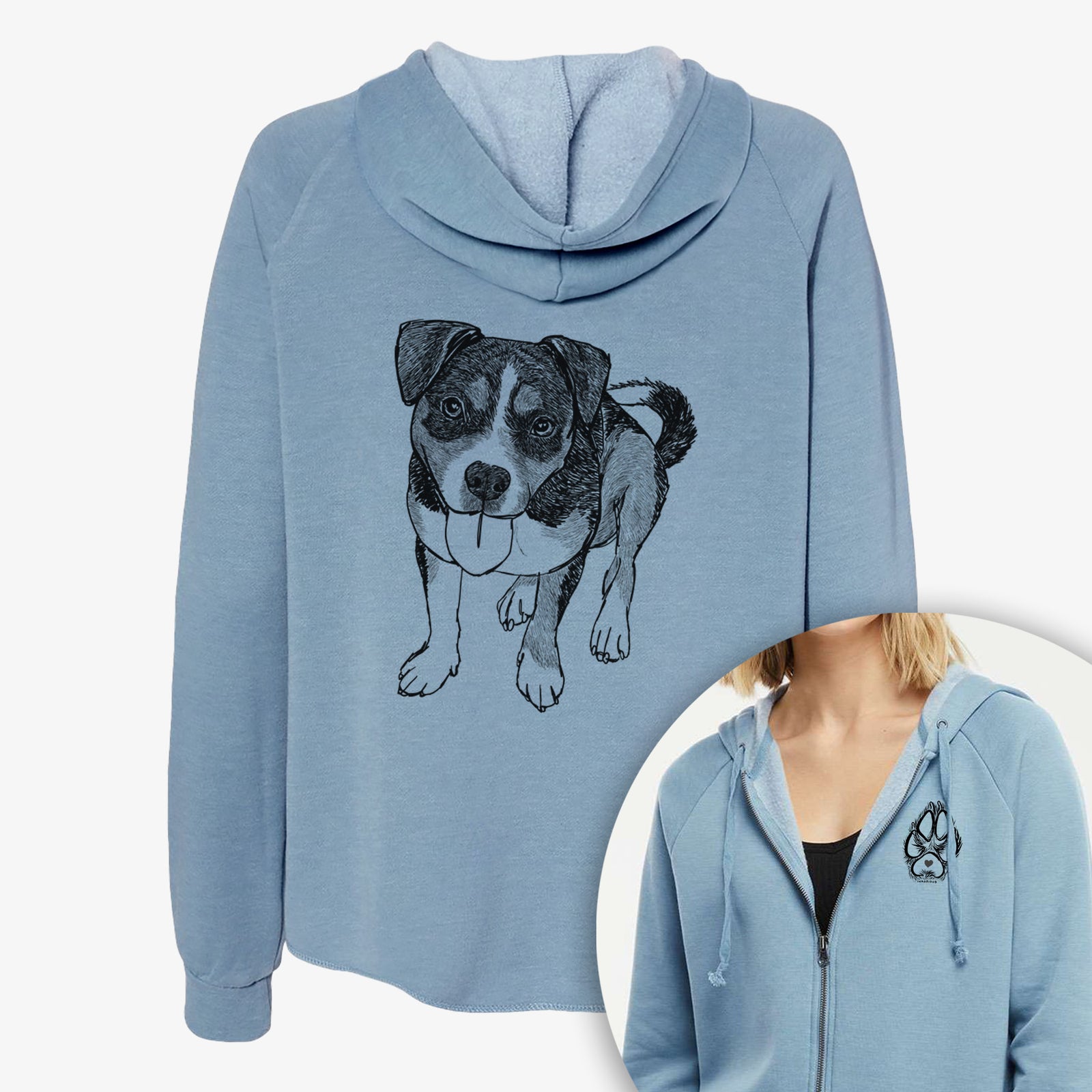 Doodled Paisley the Mixed Breed - Women's Cali Wave Zip-Up Sweatshirt